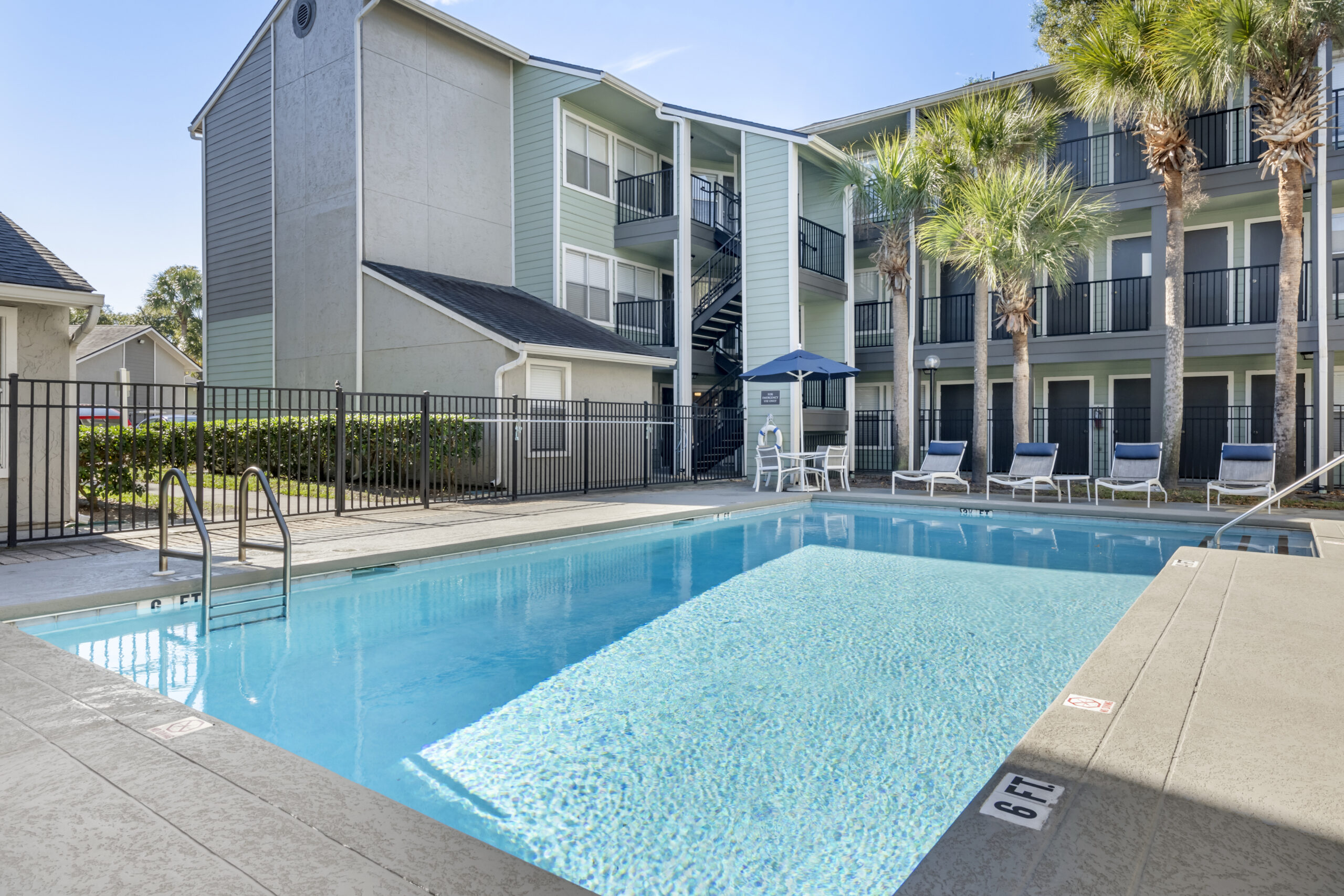 The pool at Brookwood Club apartments in Jacksonville, FL.