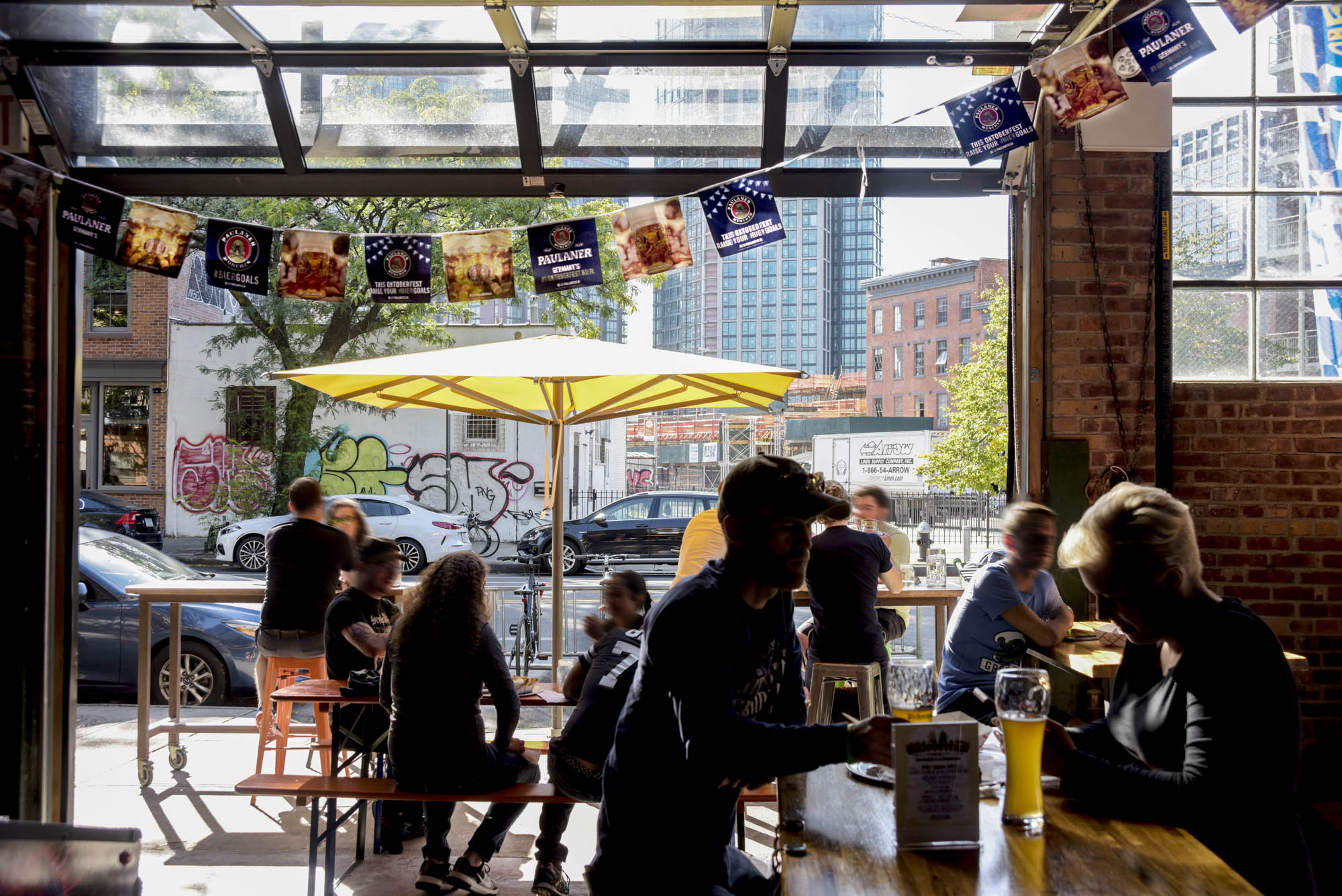 A bar in Greenpoint Landing in Brooklyn, New York.