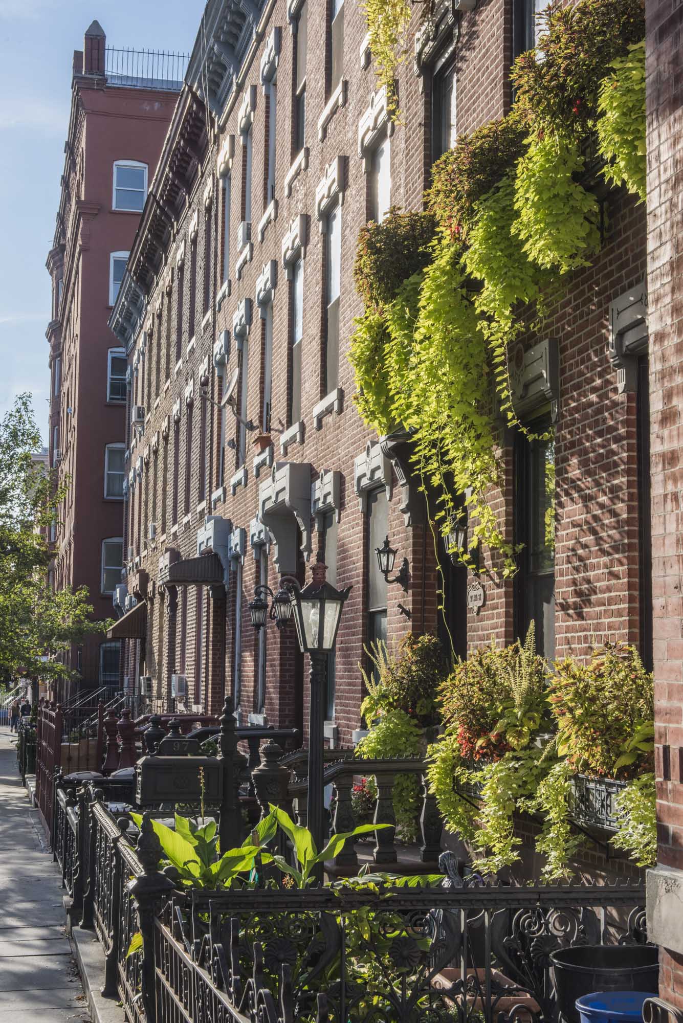 A streetscape in Greenpoint Landing in Brooklyn, New York.