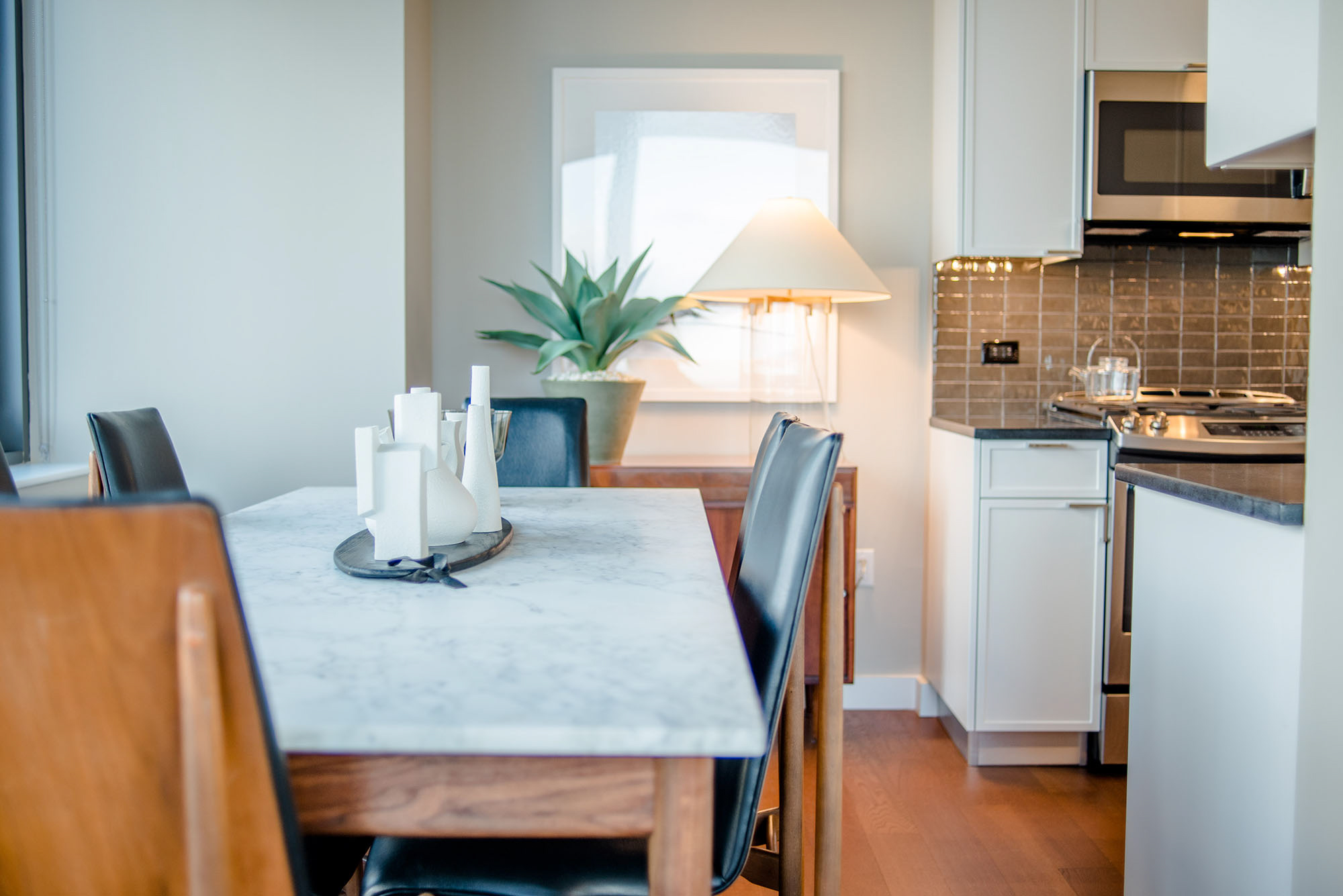 A dining area in The Eugene apartment in Manhattan, New York.