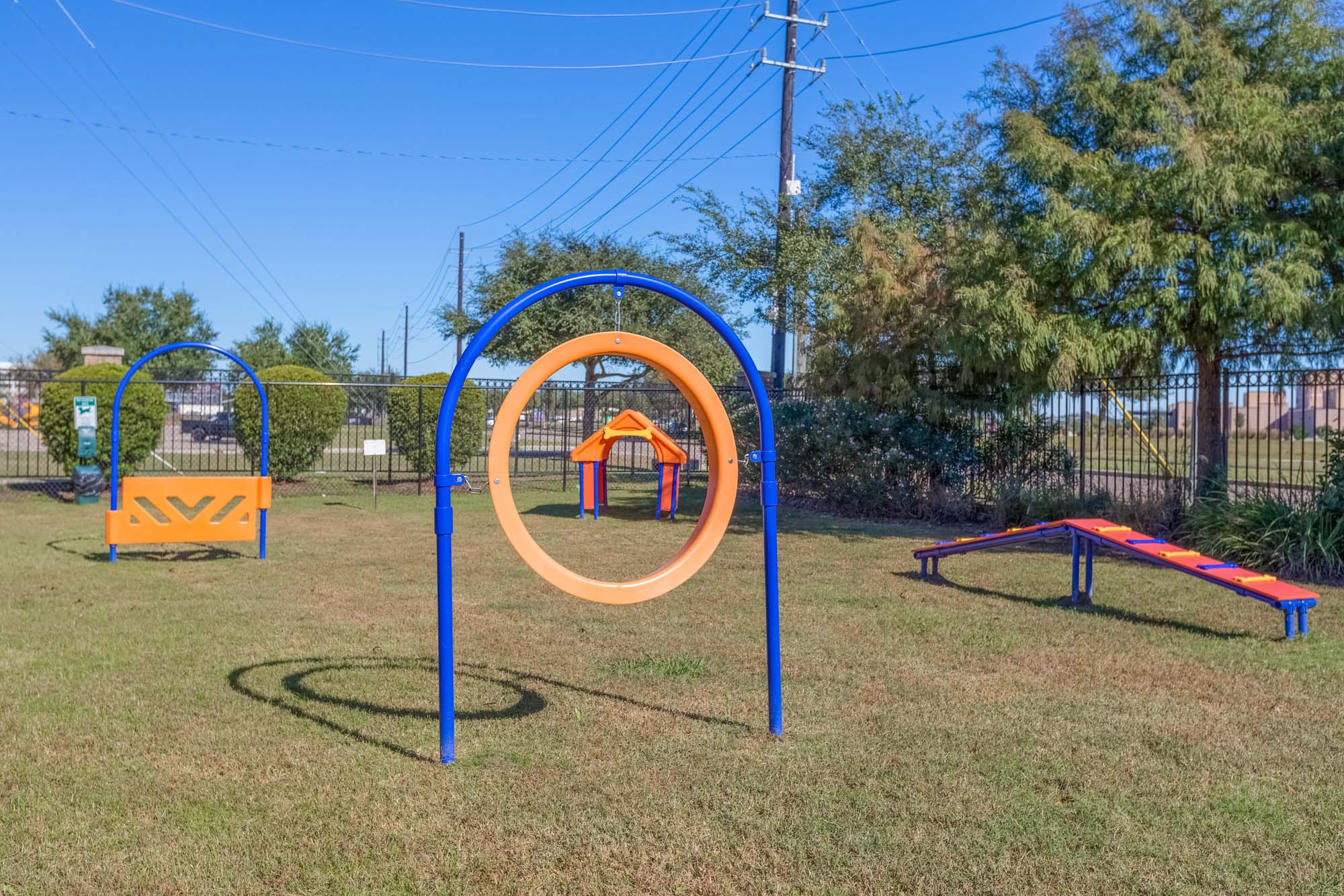 The dog park at The Villas at Shadow Creek apartments in Houston, TX.