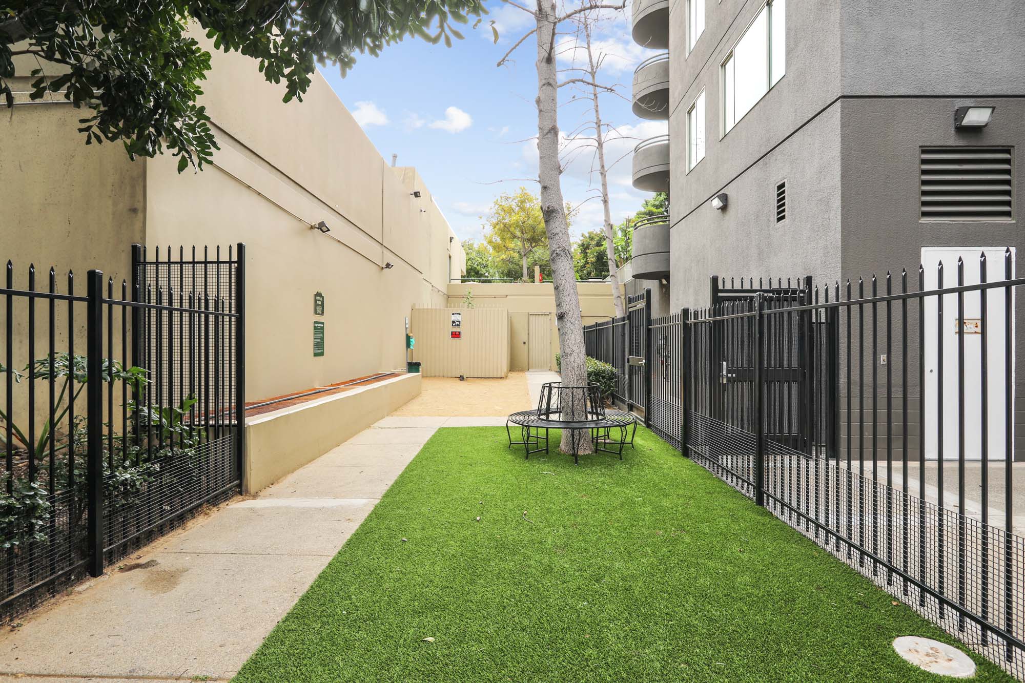 A dog run at The Met apartments in downtown Los Angeles, California.