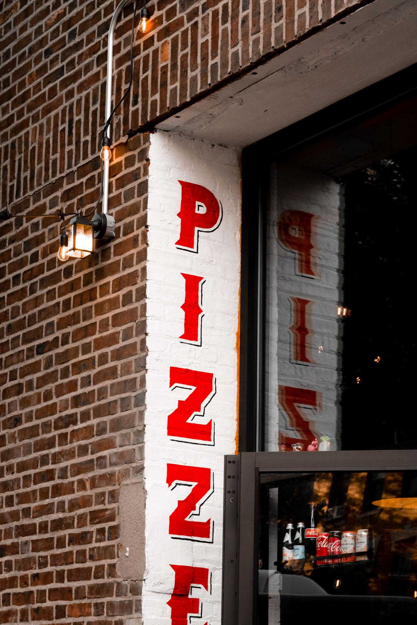 A pizza shop in Greenpoint Landing in Brooklyn, New York.