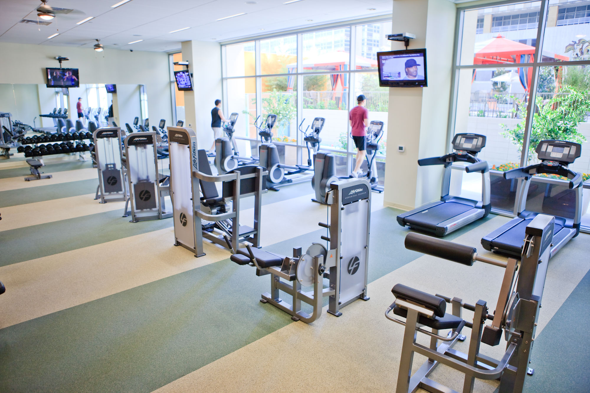 Gym at The Merc apartments in Mercantile Place in Dallas, TX