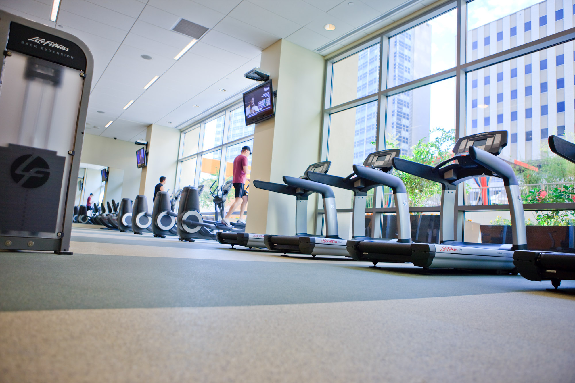 Gym at The Merc apartments in Mercantile Place in Dallas, TX