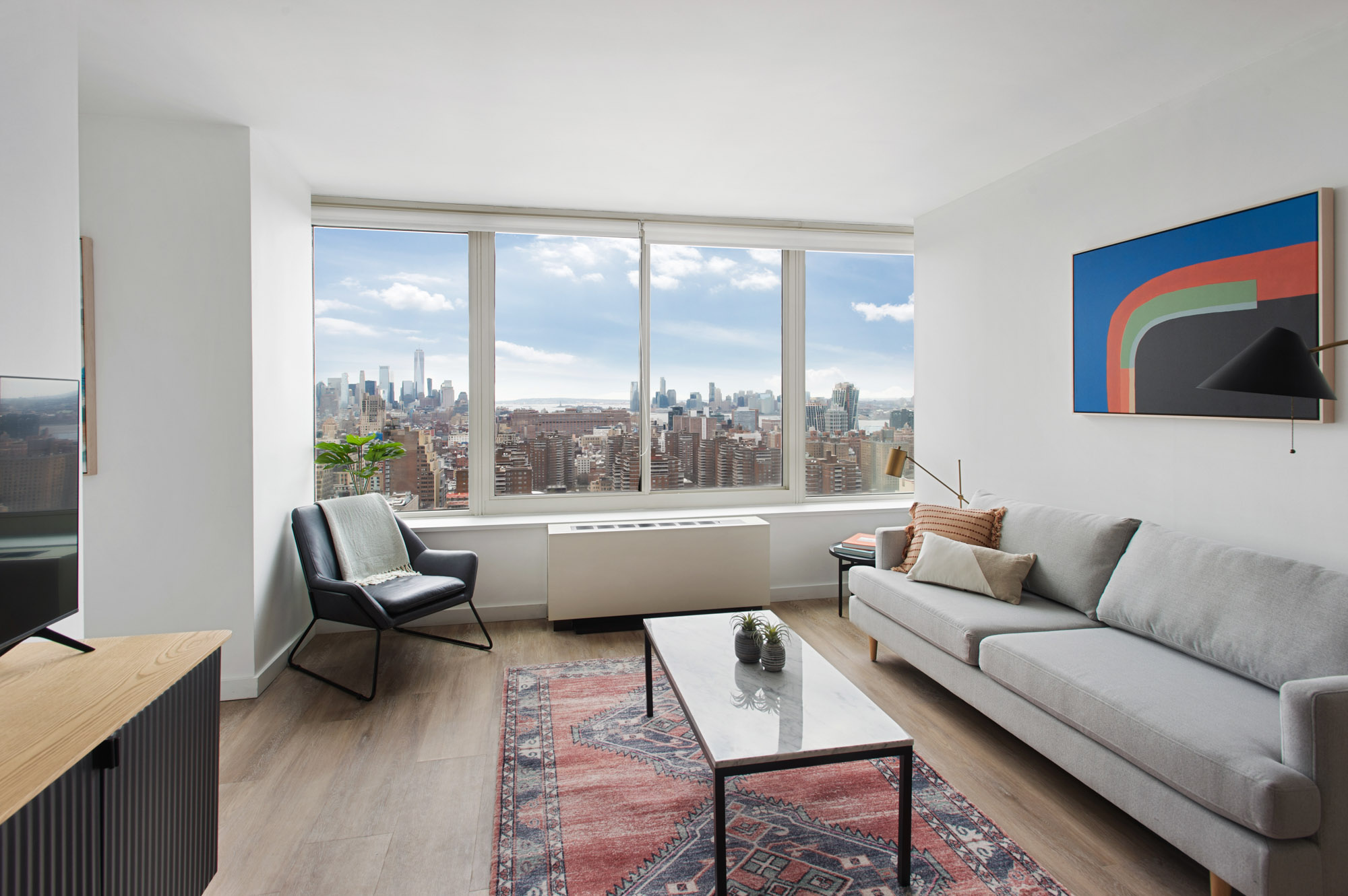 A living area at The Olivia in Manhattan, NYC.