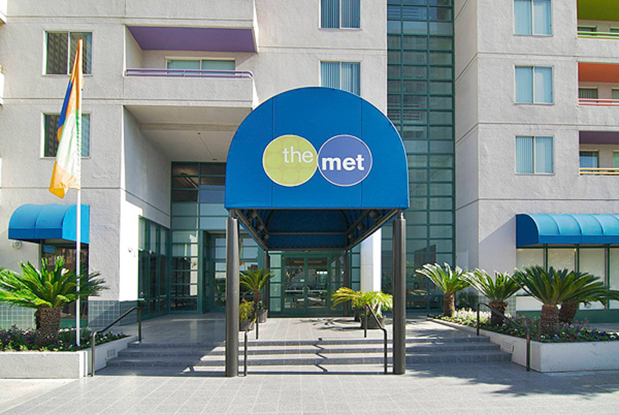 An entrance at The Met apartments in downtown Los Angeles, California.