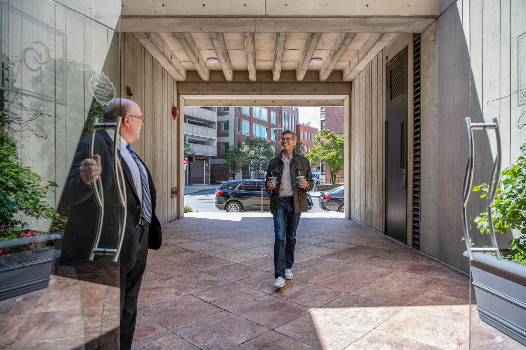 A concierge at Church Park apartments in Boston, Massachusetts.