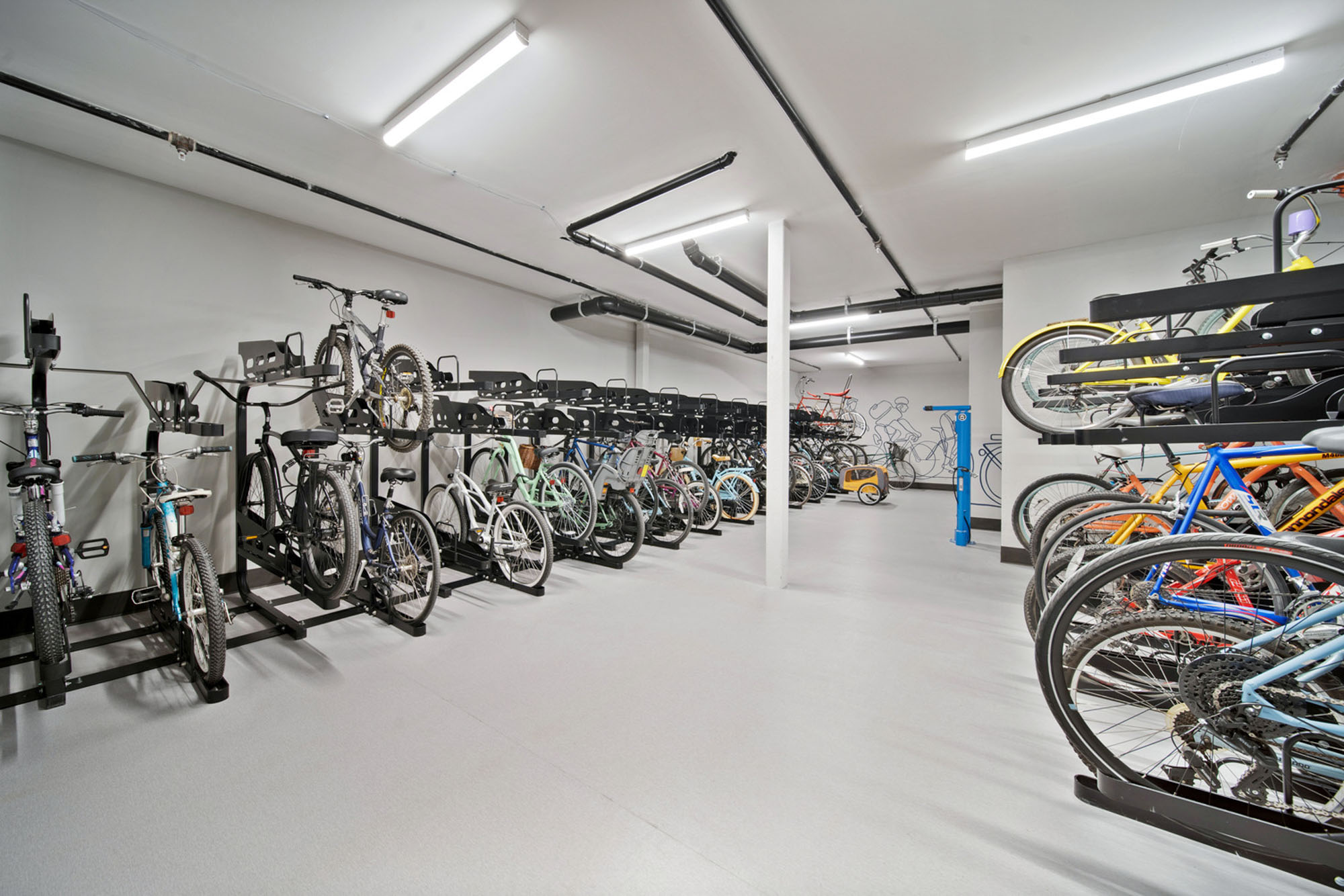 The bike room at Flats on Front apartments in Wilmington, NC.