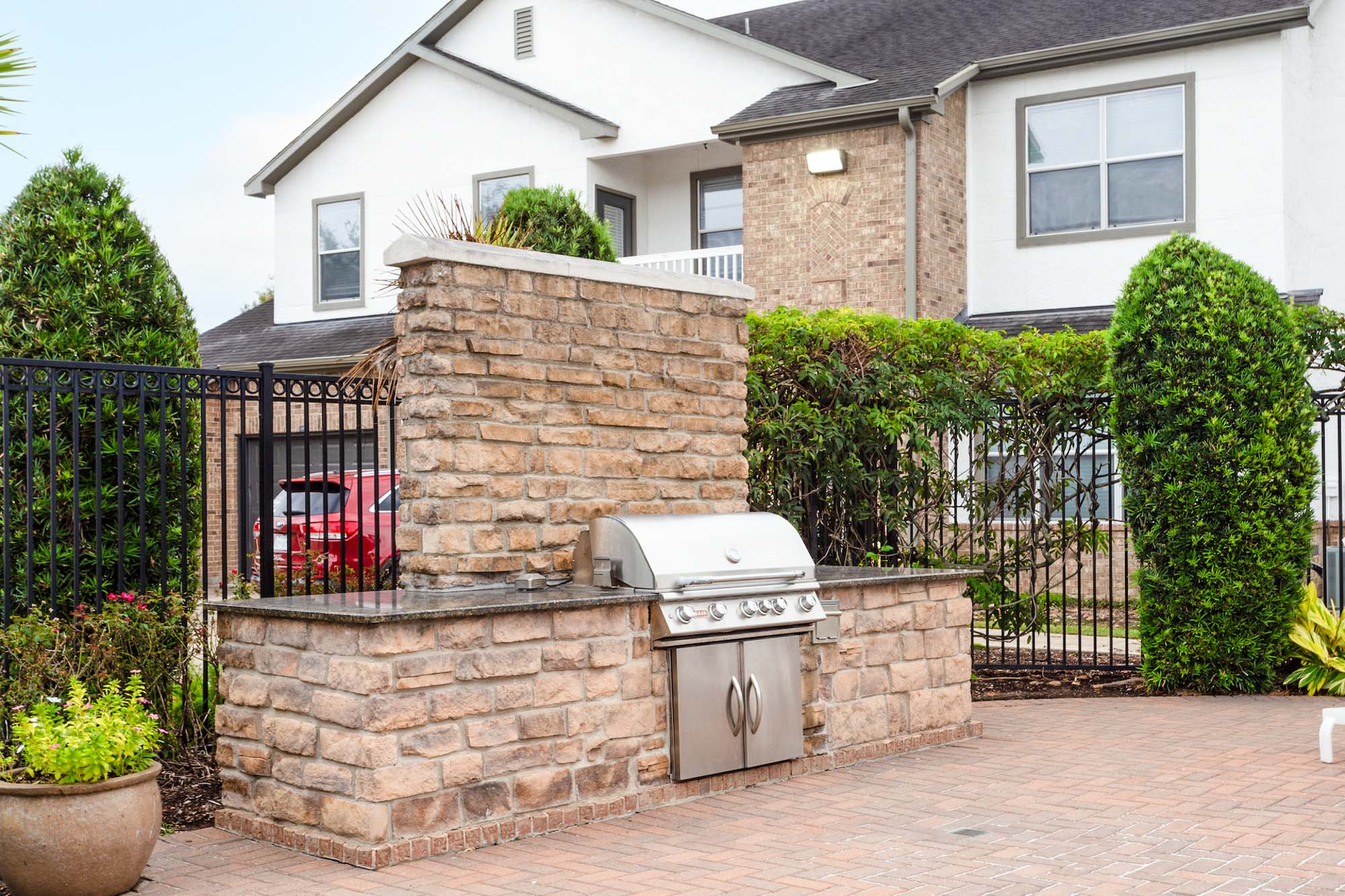 The grills at The Villas at Shadow Creek apartments in Houston, TX.