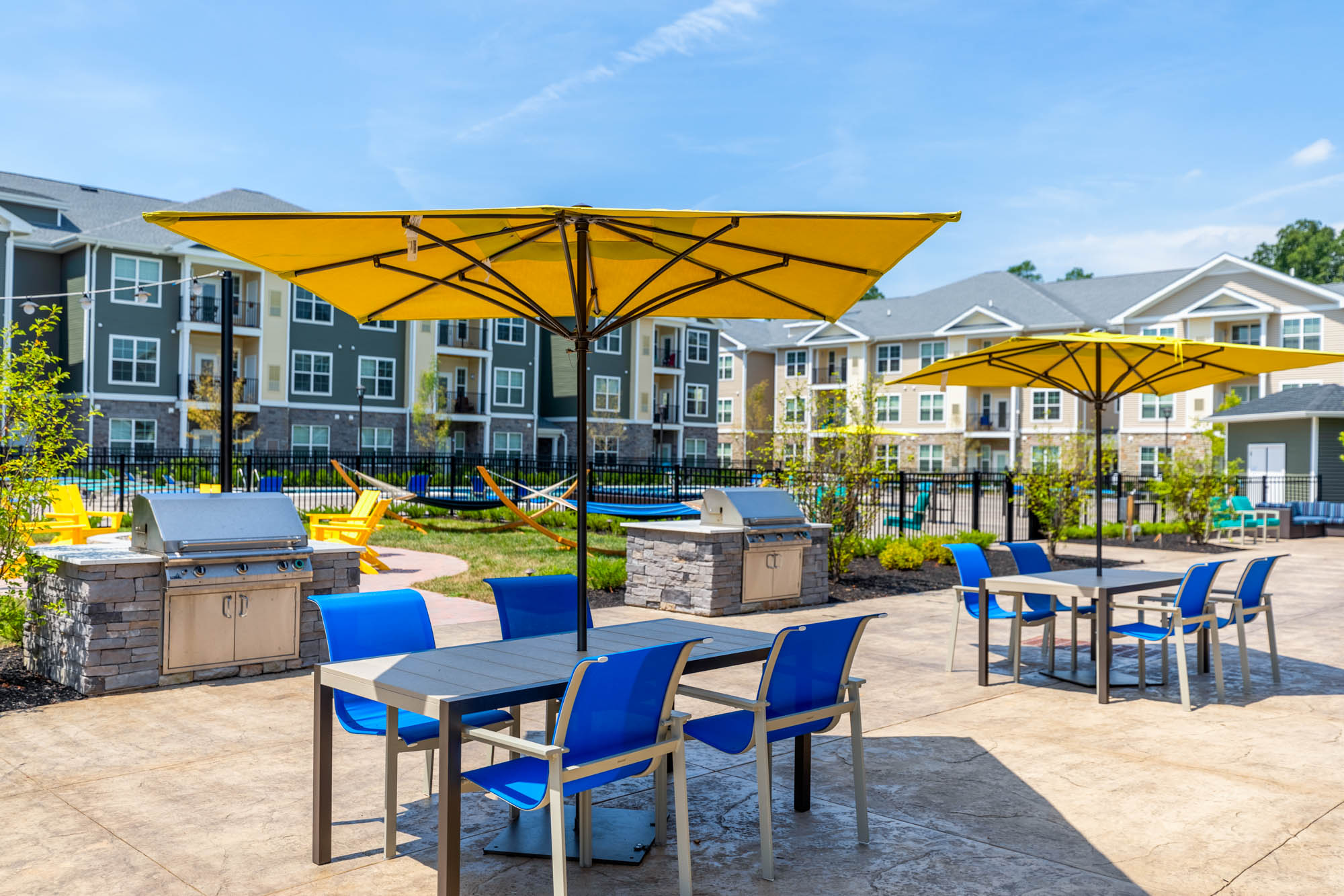 The grill stations at Briggs and Union apartments in Mount Laurel, New Jersey.