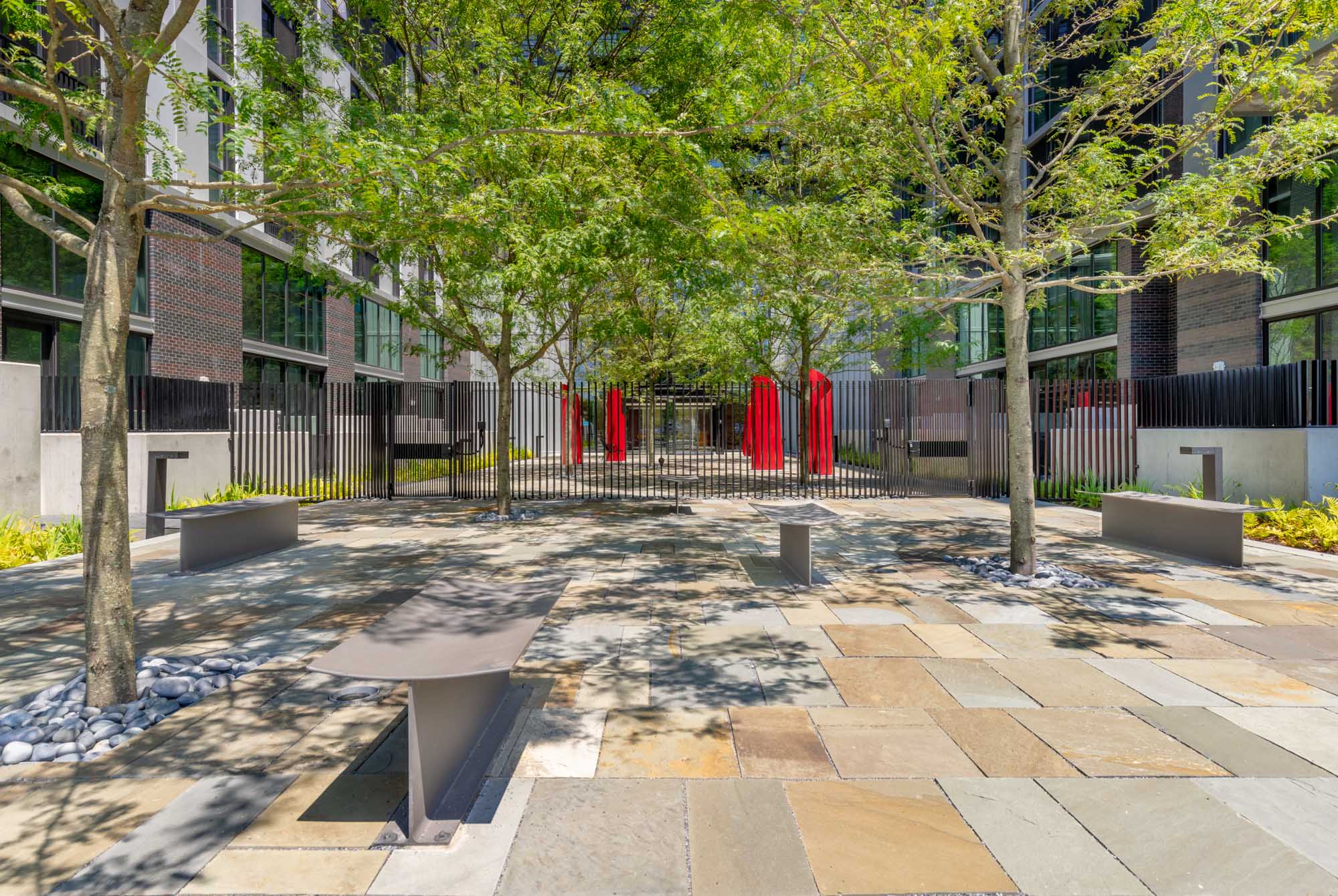 The courtyard at Guild apartments at The Yards in Washington, DC.