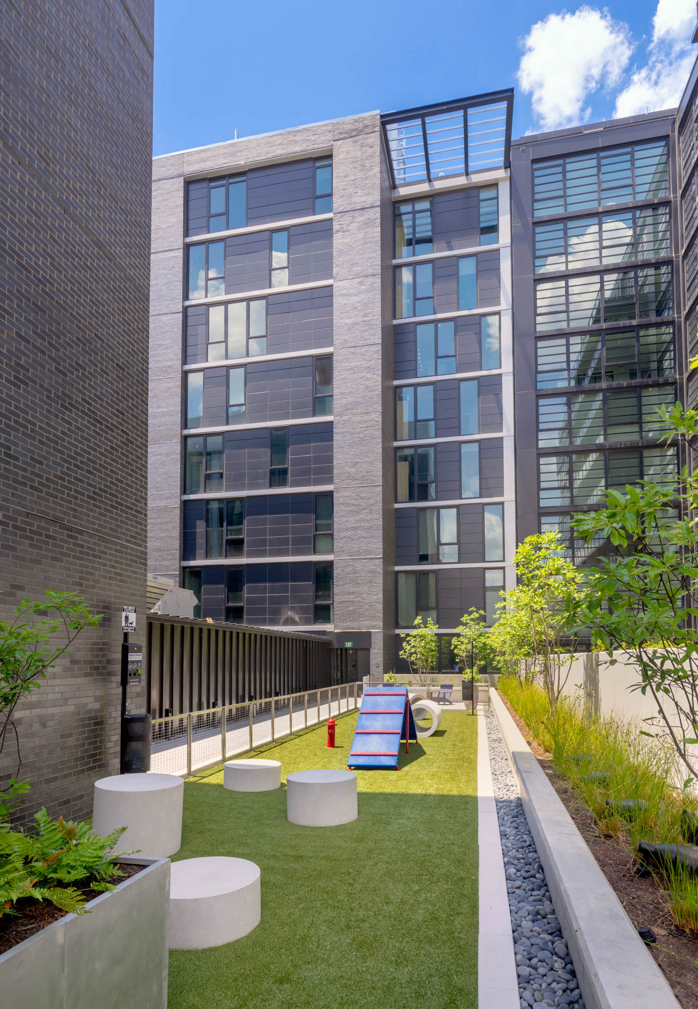 The dog park at Guild apartments at The Yards in Washington, DC.