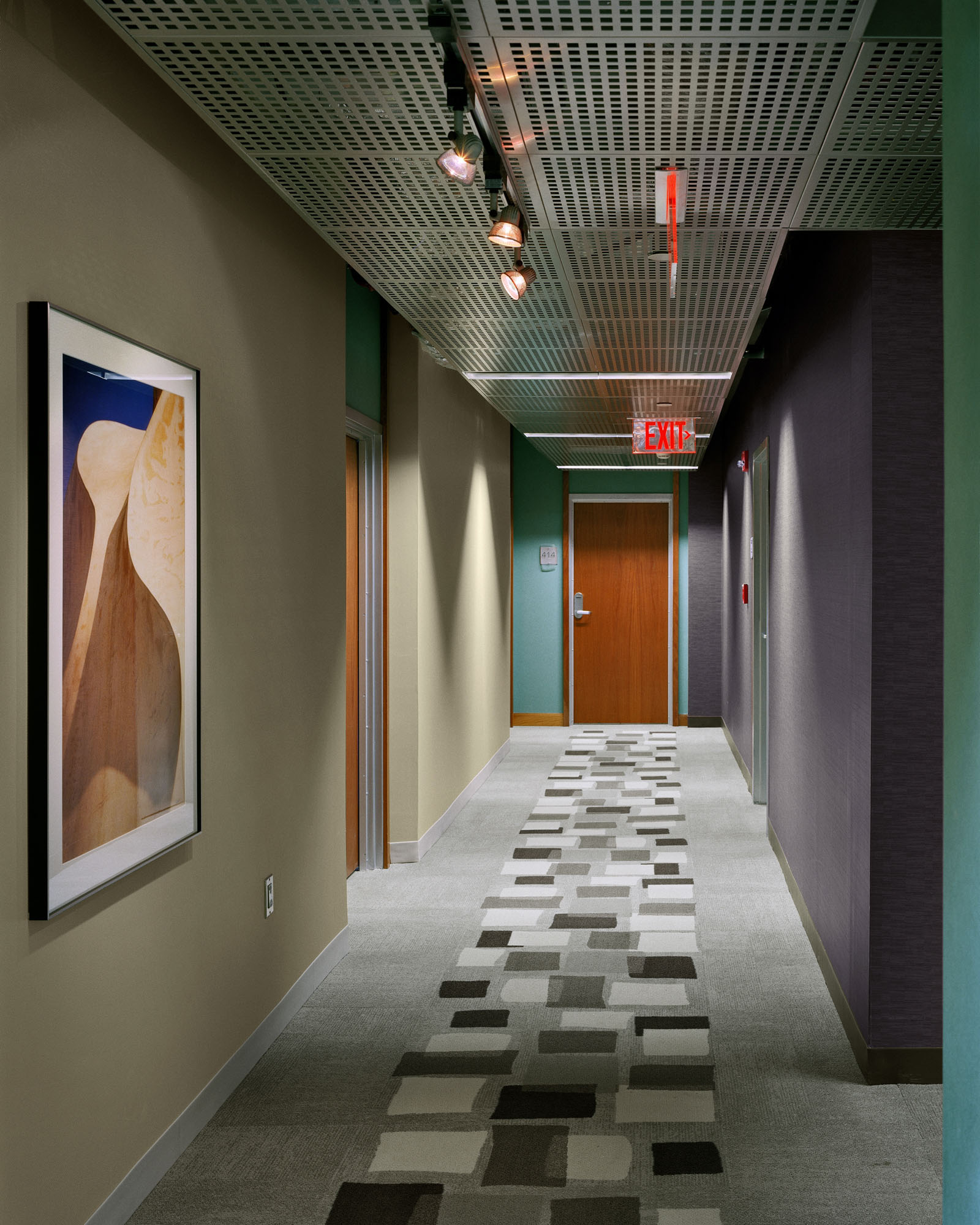 The hallway at Loft23 apartments in Cambridge, Massachusetts