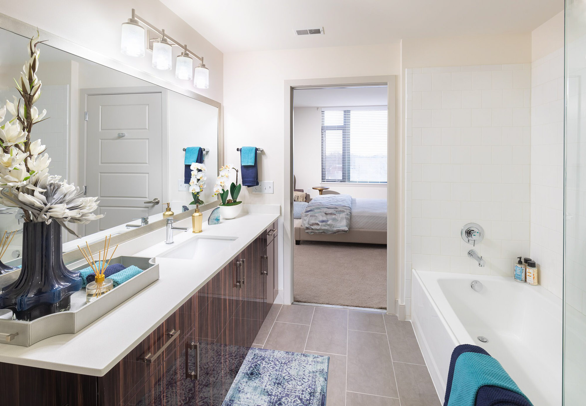 The bathroom in a Thayer and Spring apartment in downtown Silver Spring.