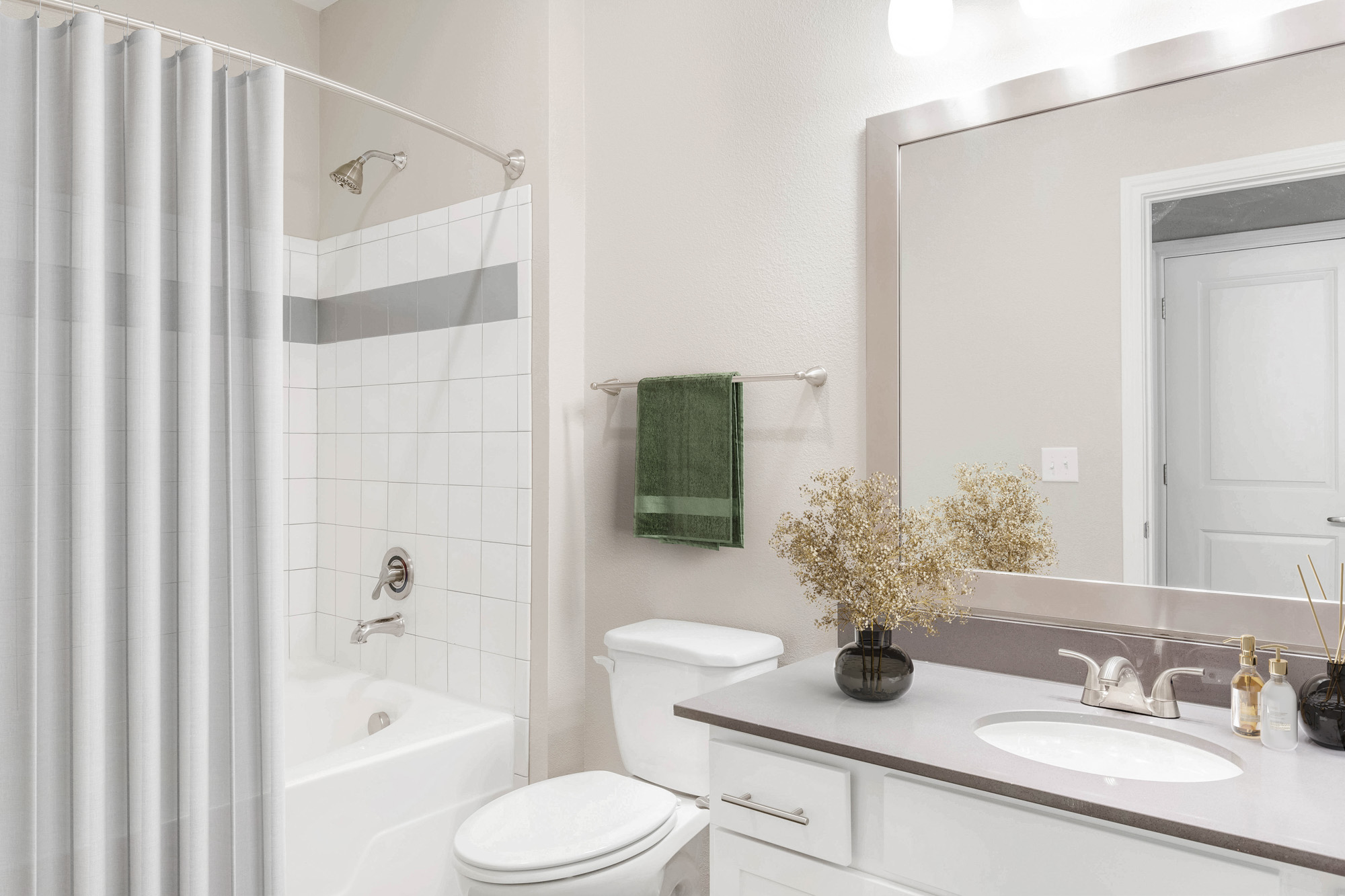 A bathroom at The Villas at Shadow Creek apartments in Houston, TX.