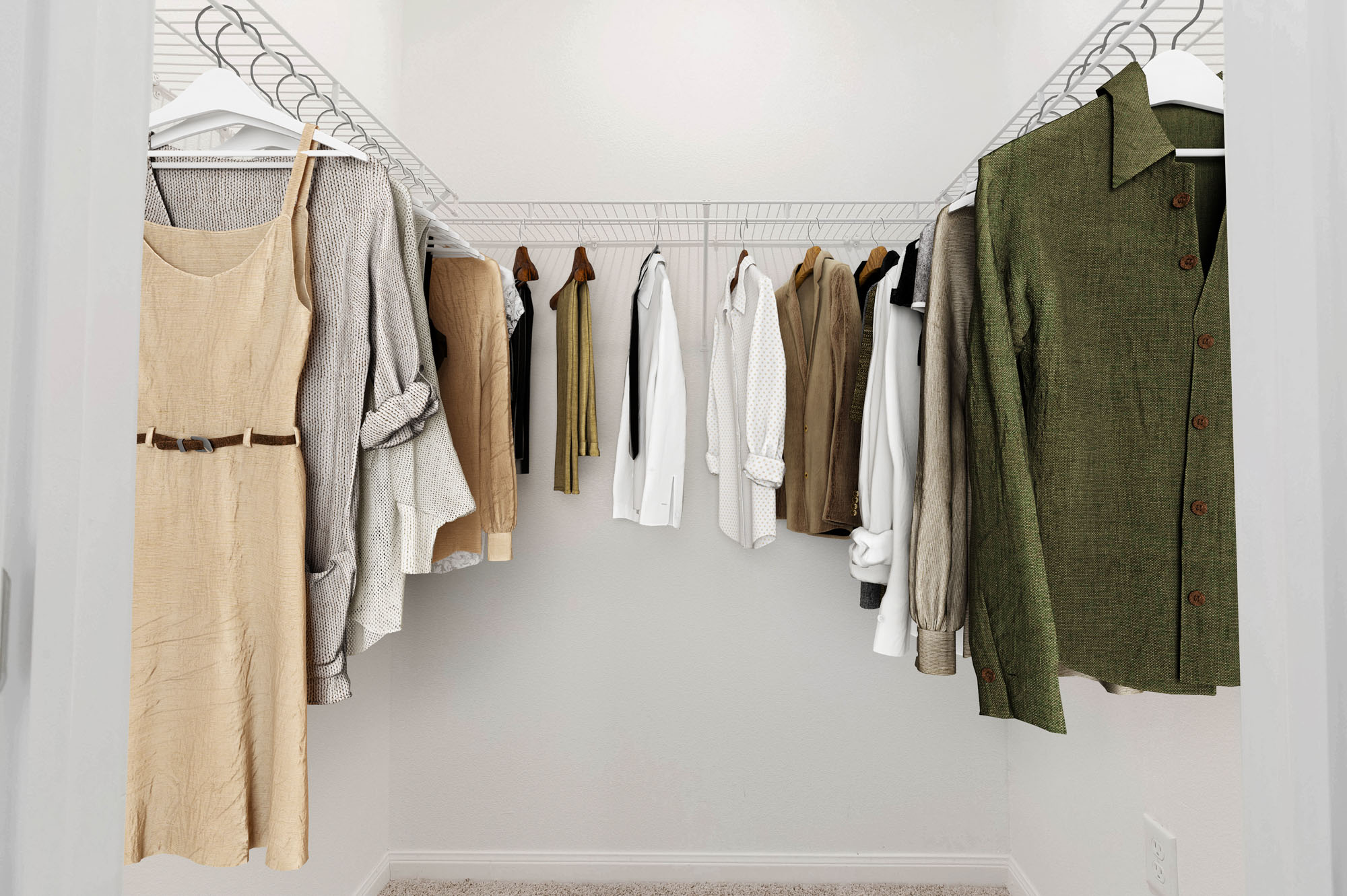 A closet at The Villas at Shadow Creek apartments in Houston, TX.