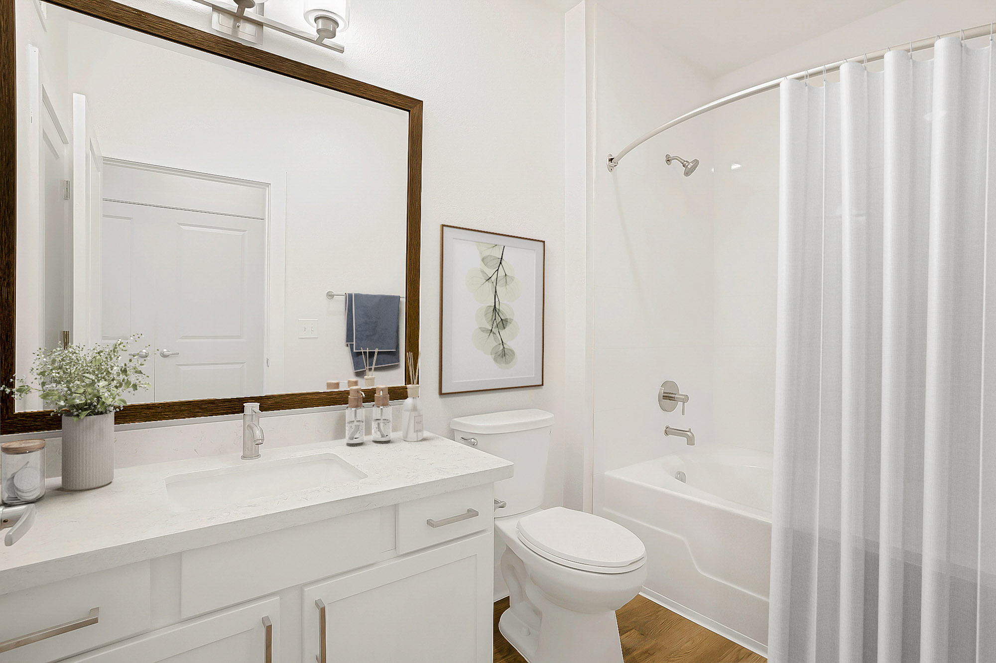 A bathroom at The Villas at Shadow Creek apartments in Houston, TX.