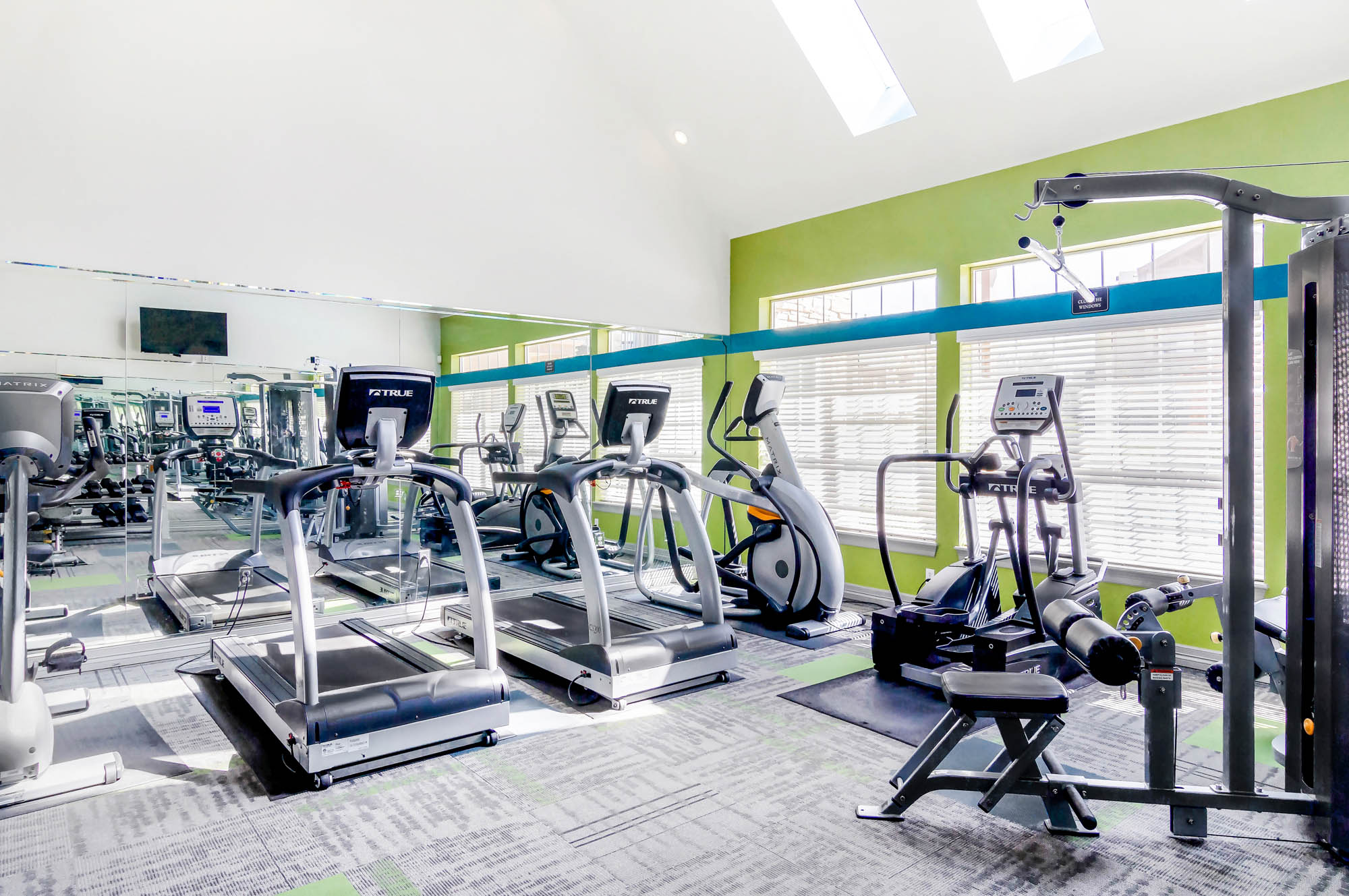 The fitness center at The Village at Legacy Ridge apartments in Westminster, CO.