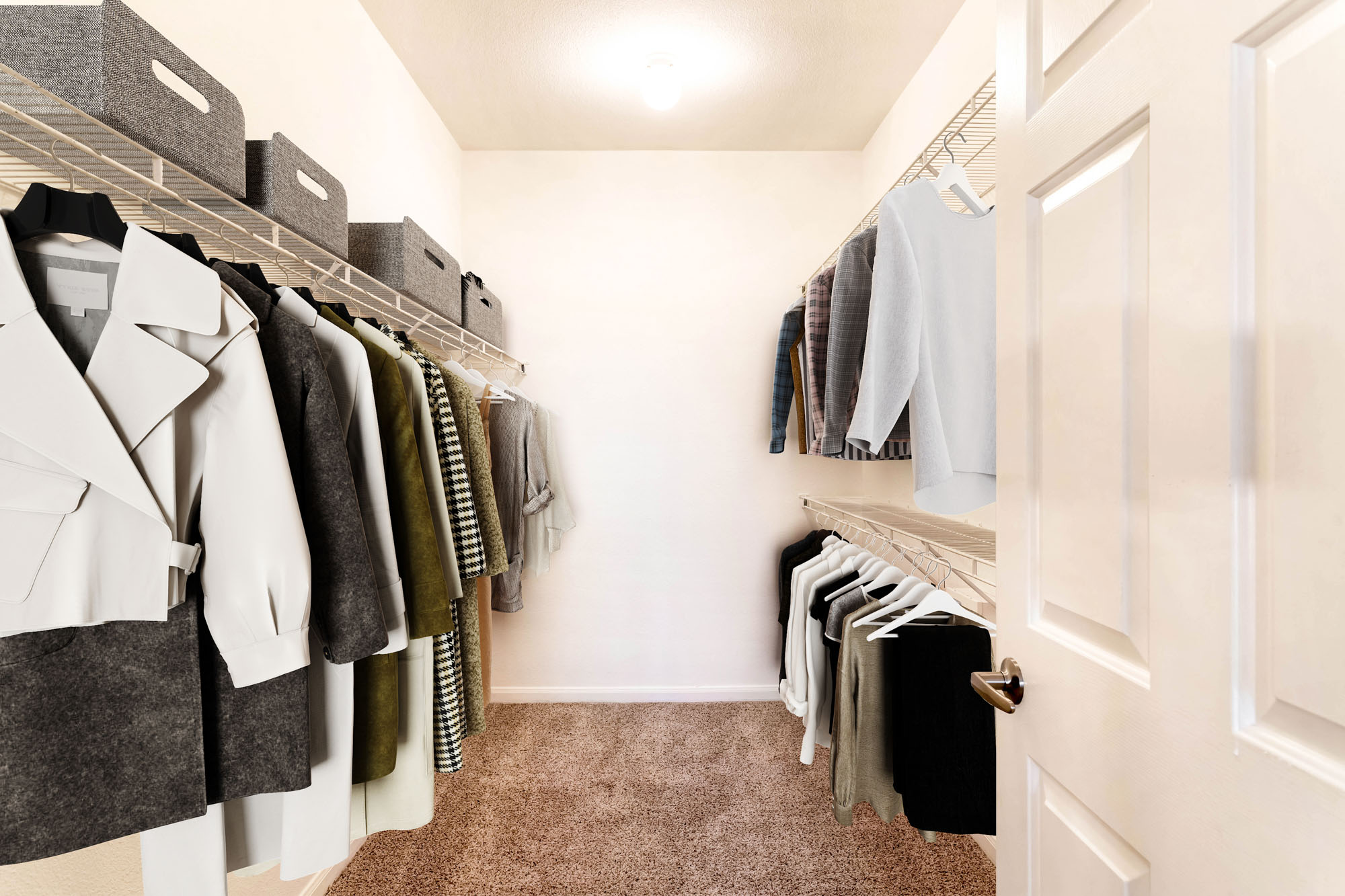 A closet at The Villas at Shadow Creek apartments in Houston, TX.