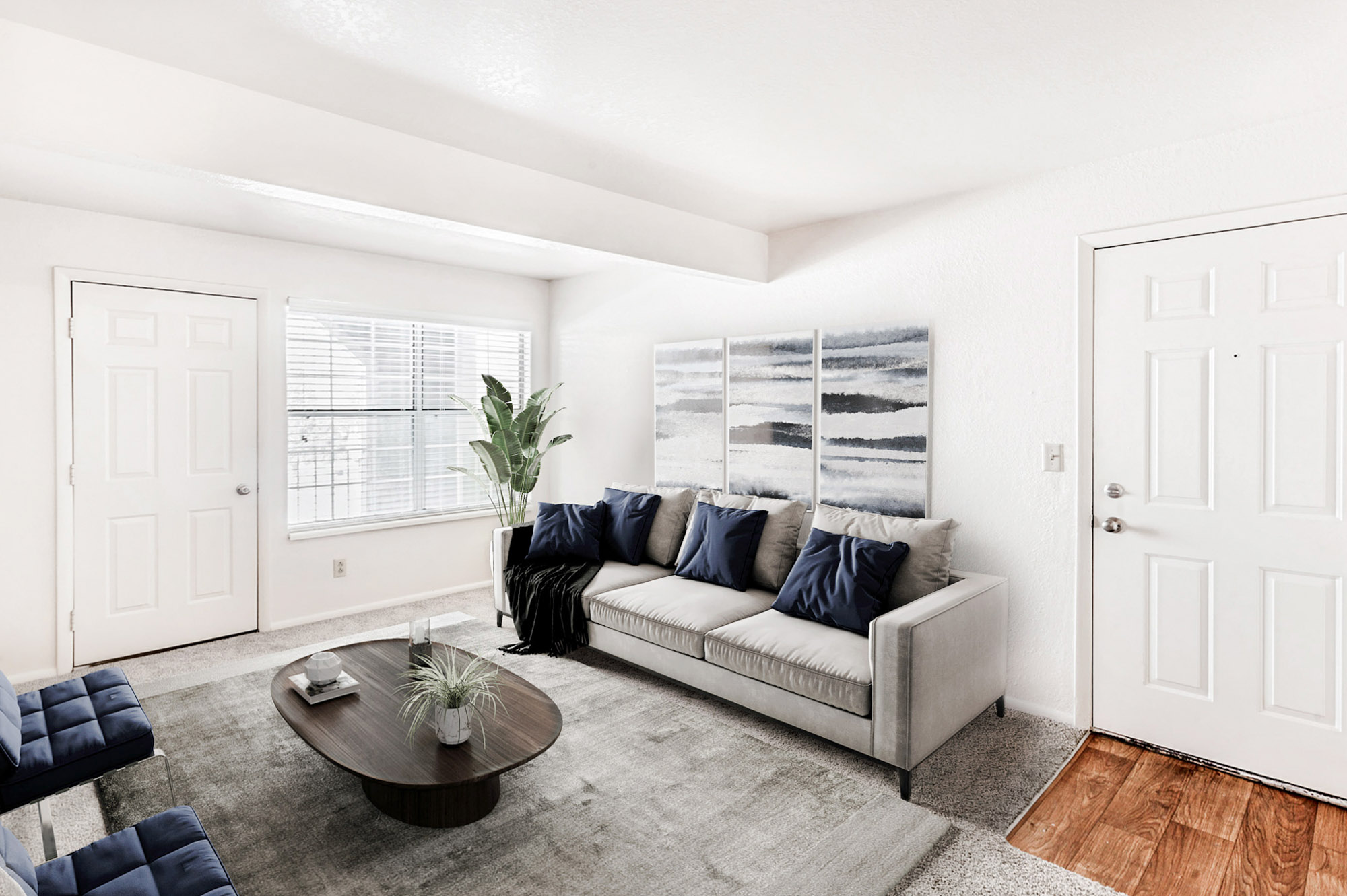 The living area in an apartment at Stillwater near Salt Lake City, Utah.