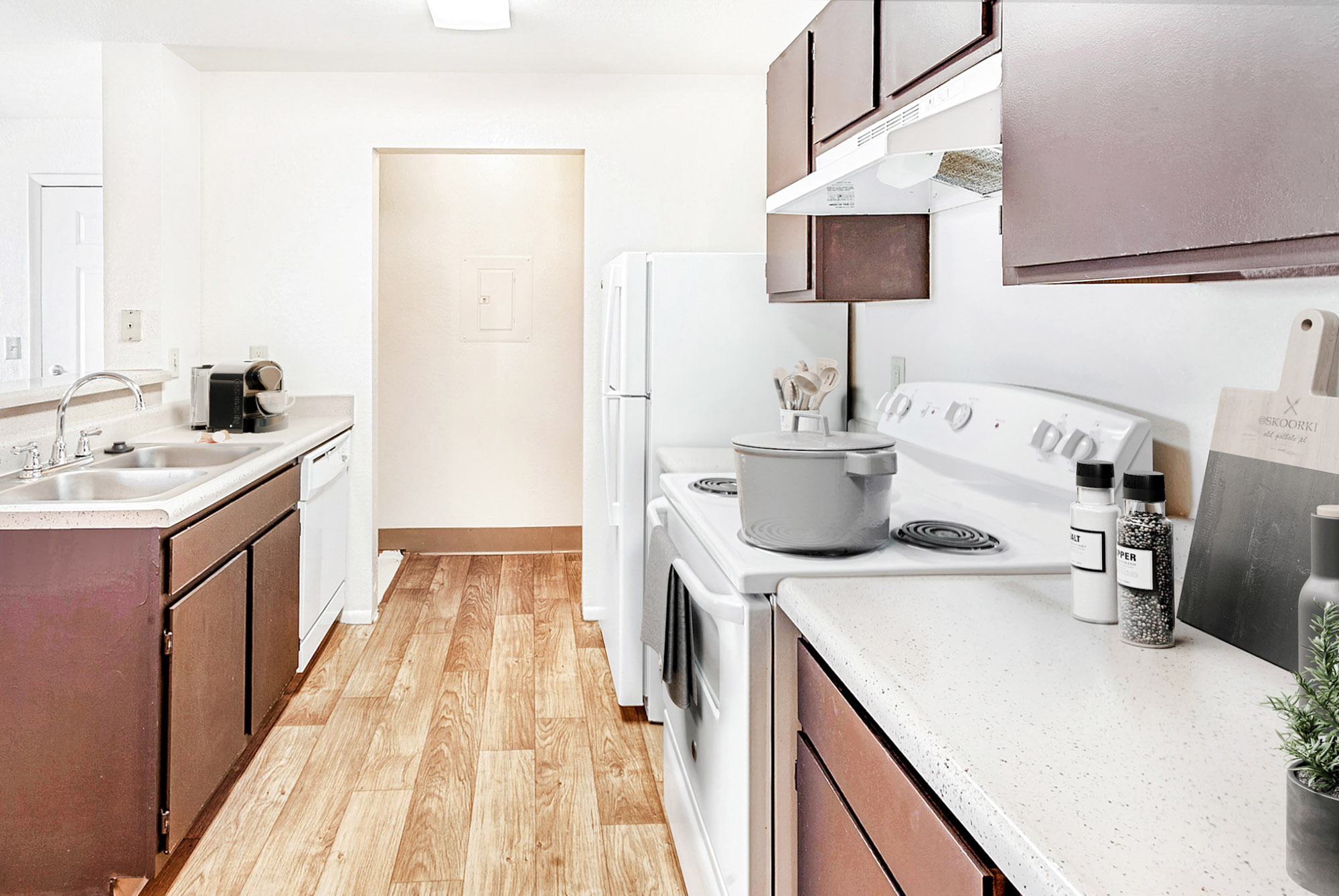 The kitchen in an apartment at Stillwater in Murray, Utah.