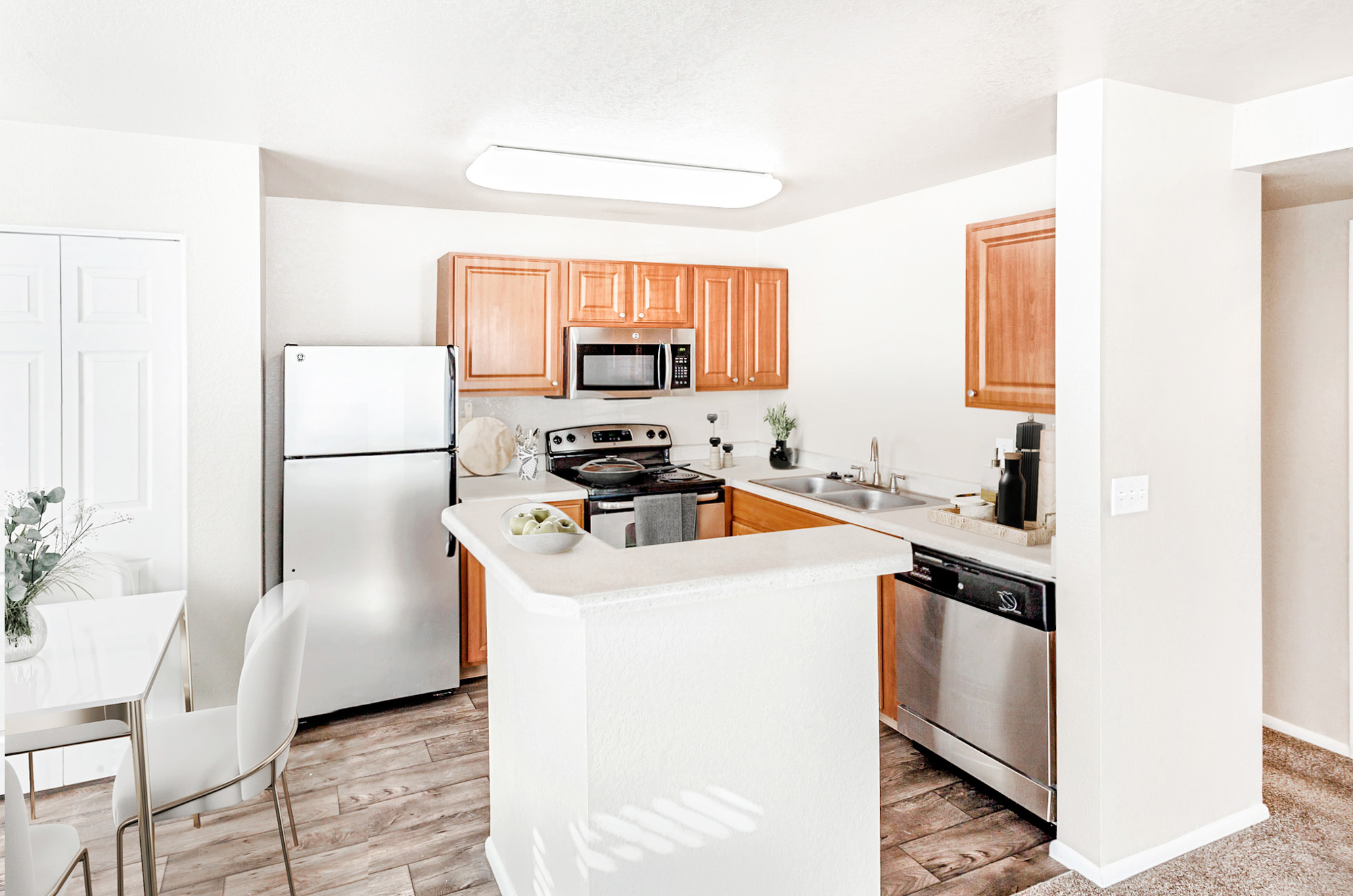 The kitchen in an apartment at Stillwater in Murray, Utah.