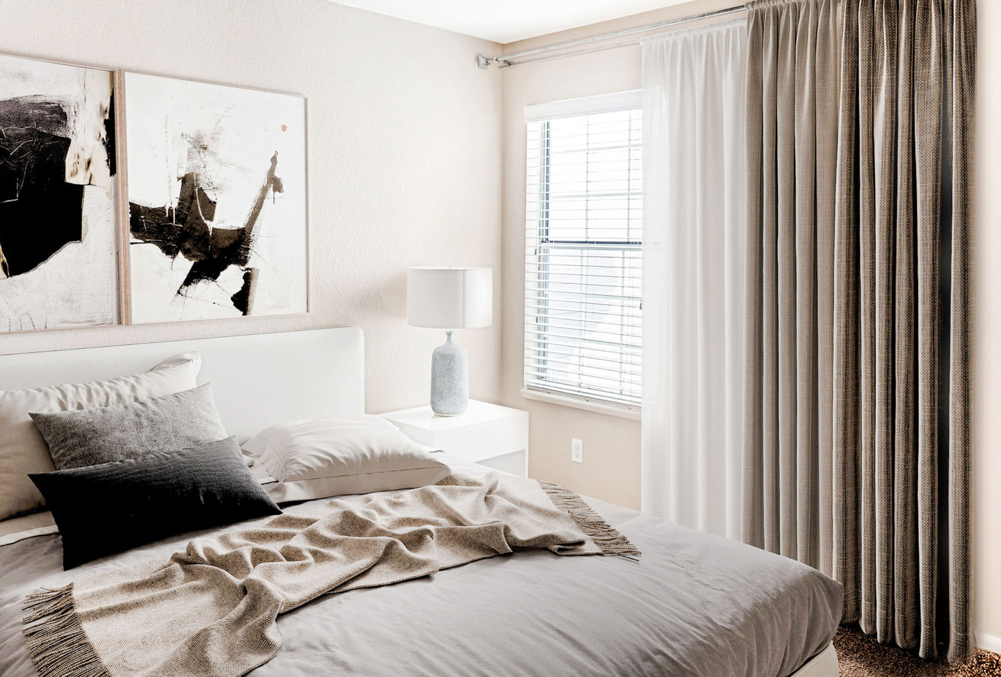 The bedroom in an apartment at Stillwater near Salt Lake City, Utah.