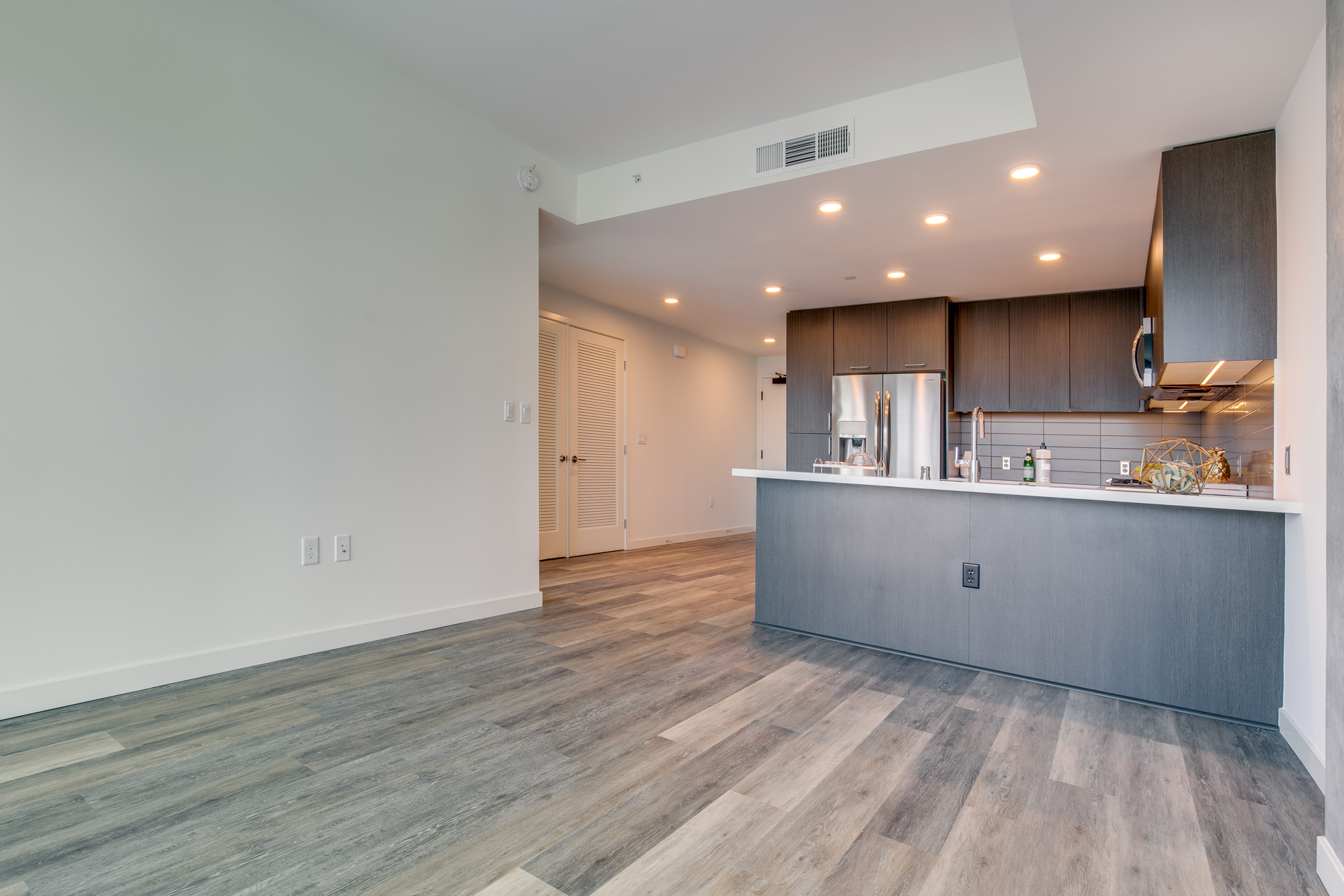 Living space at The Merian Apartments in San Diego, California.