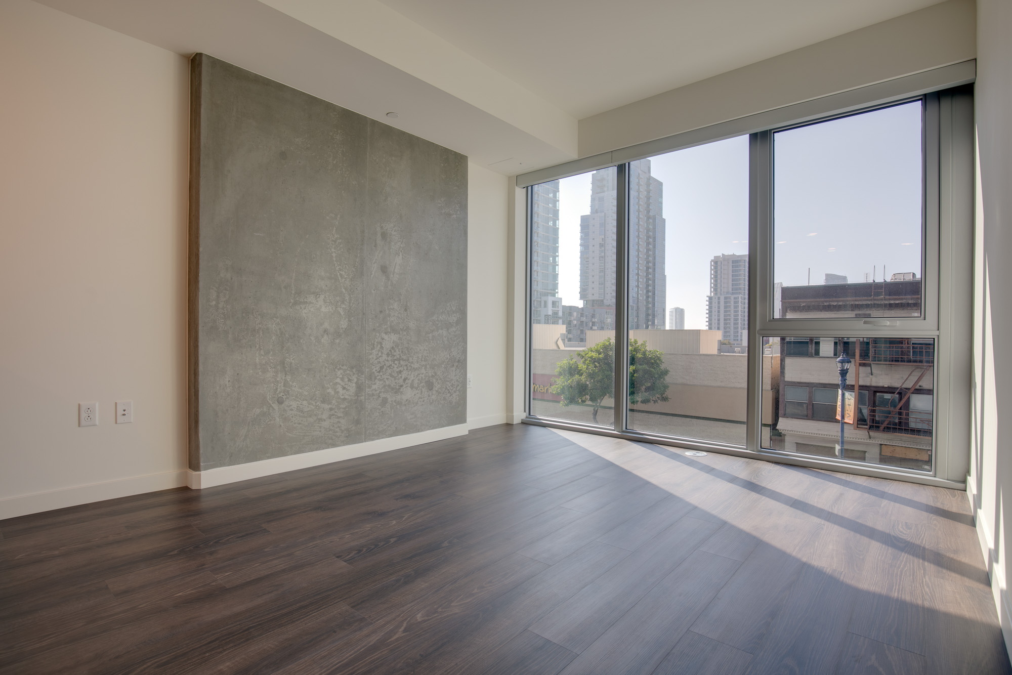 Living space at The Merian Apartments in San Diego, California.