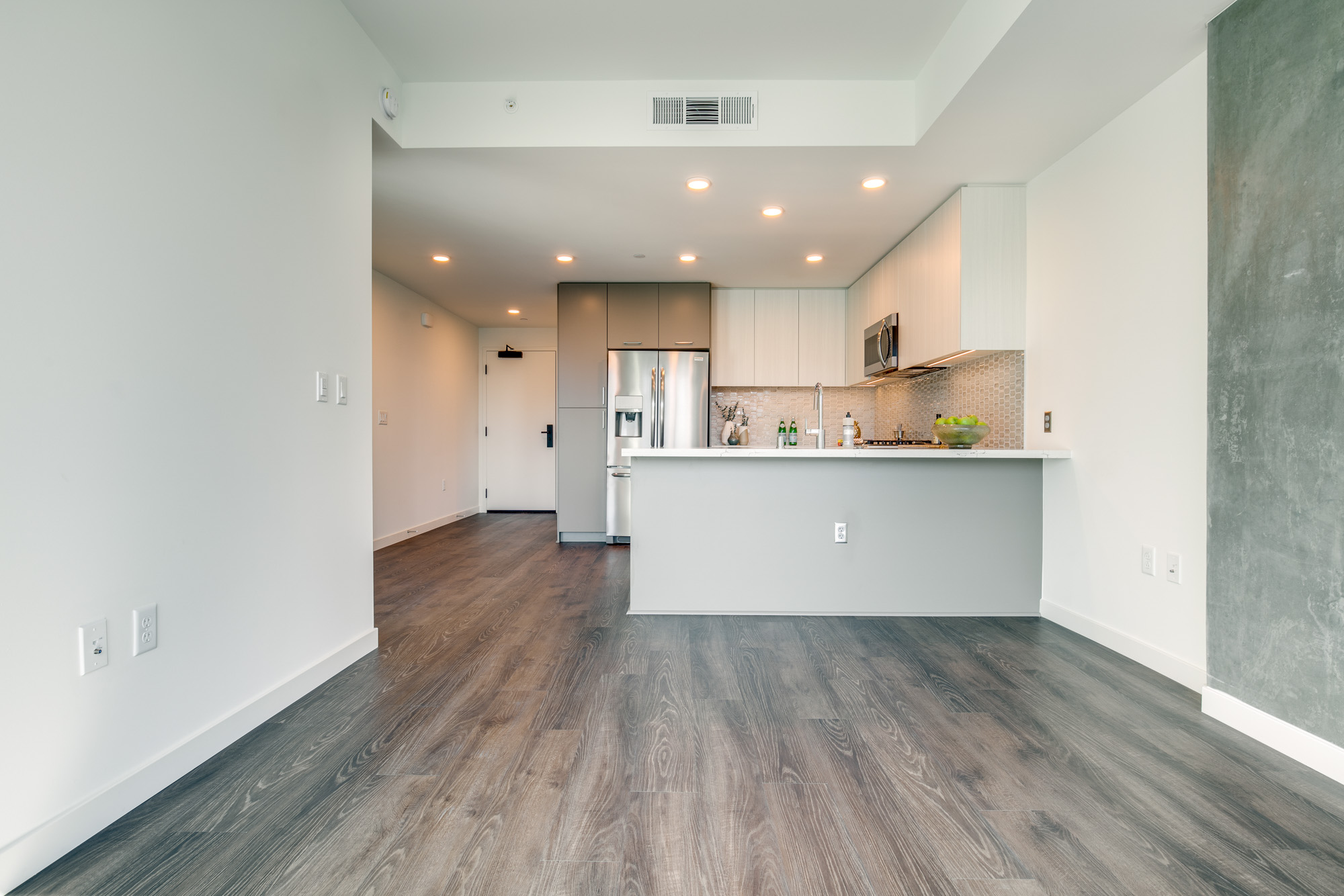 Living space at The Merian Apartments in San Diego, California.