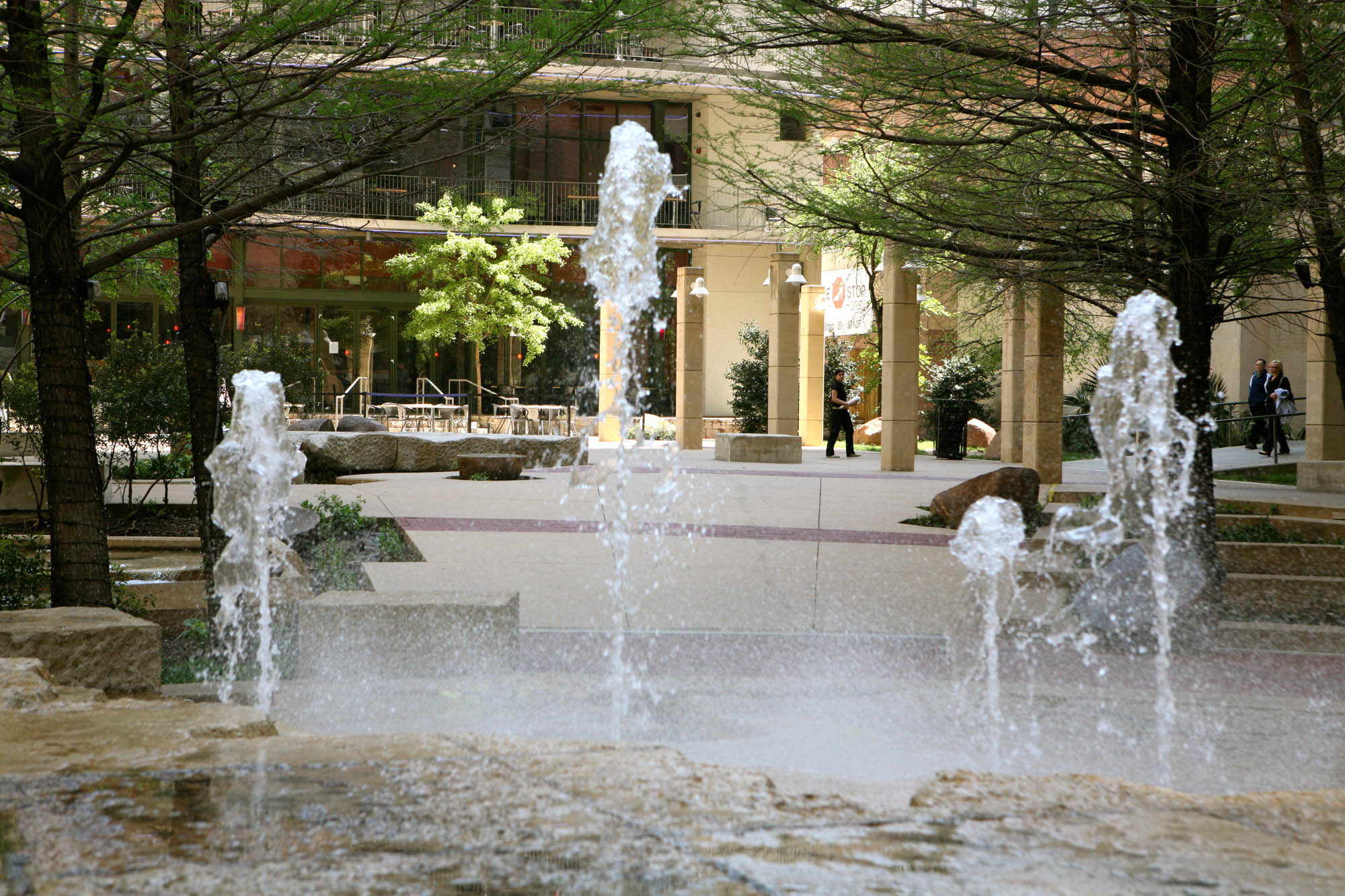 Fountain near The Merc apartments in Mercantile Place in Dallas, TX