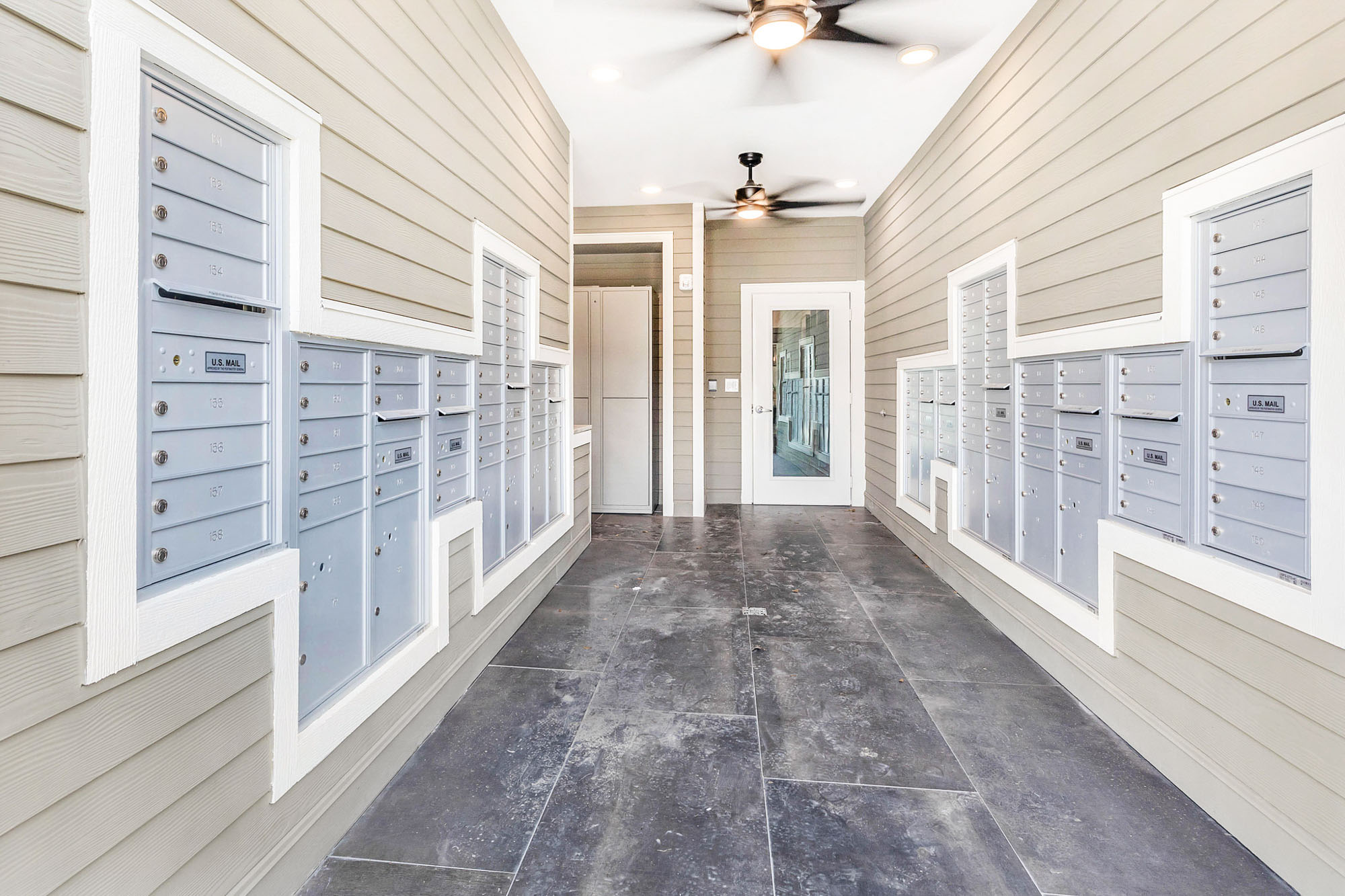 The mailroom at Embree Hill apartments in Dallas, TX.