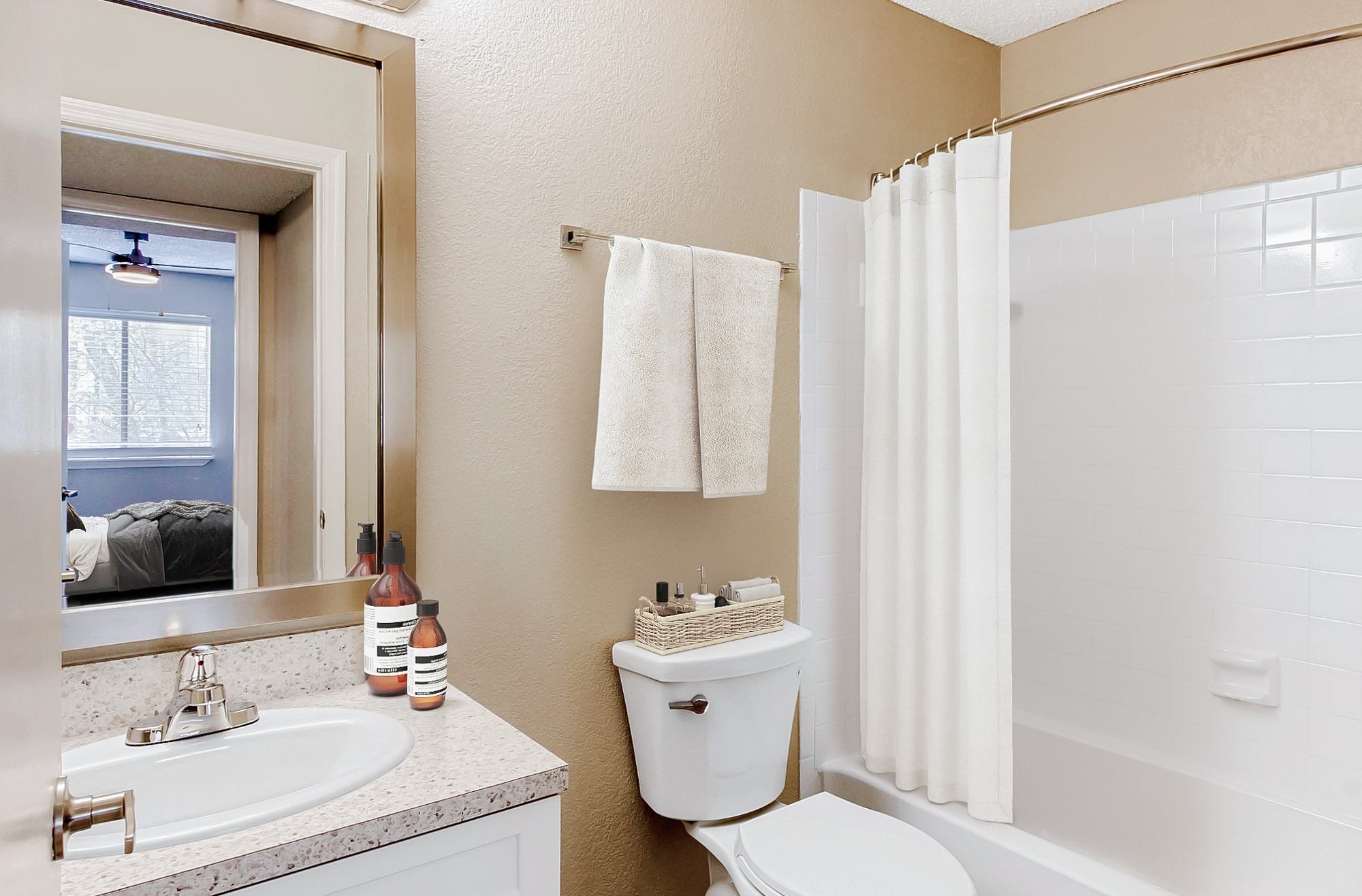 The bathroom in an apartment at The Dawson in Tampa, Florida.