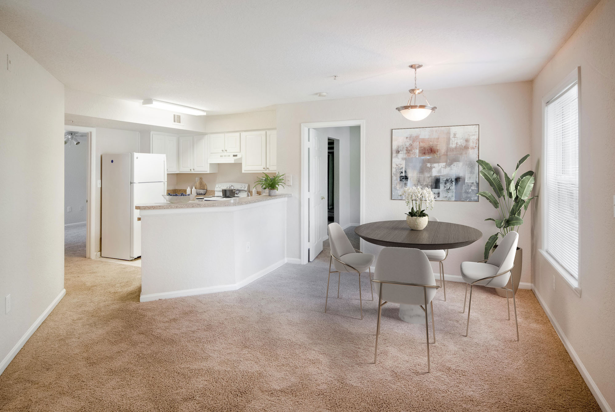 The living area in an apartment at Osprey Links at Hunter's Creek in Orlando, Florida.