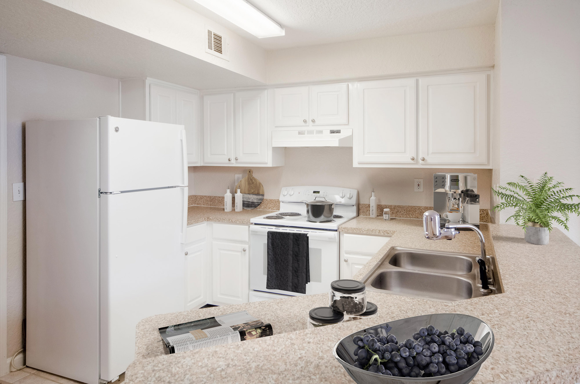 The kitchen in an apartment at Osprey Links at Hunter's Creek in Orlando, Florida.