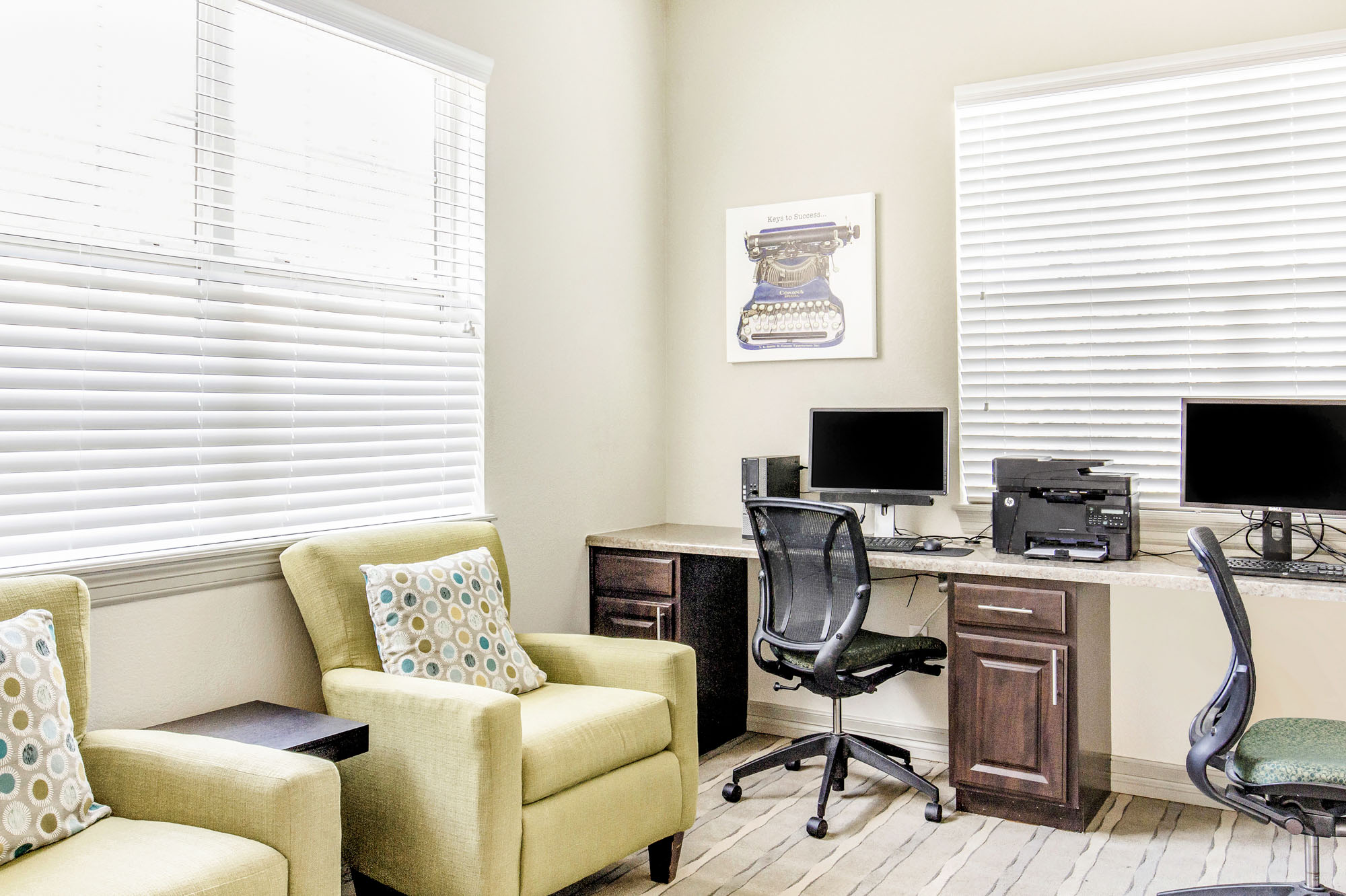 The business center at The Village at Legacy Ridge apartments near Denver, CO.