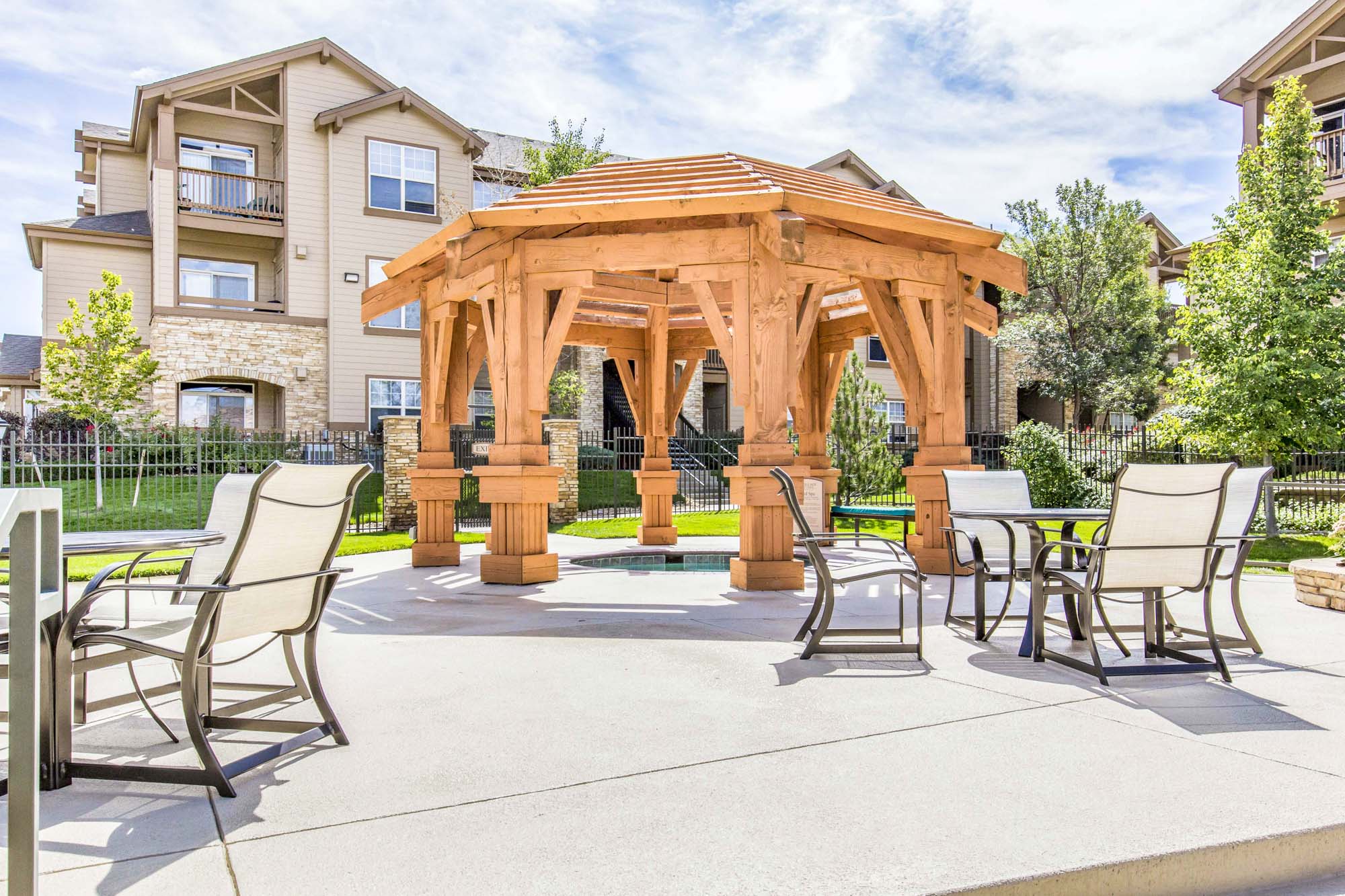 The hot tub at The Village at Legacy Ridge apartments in Westminster, CO.