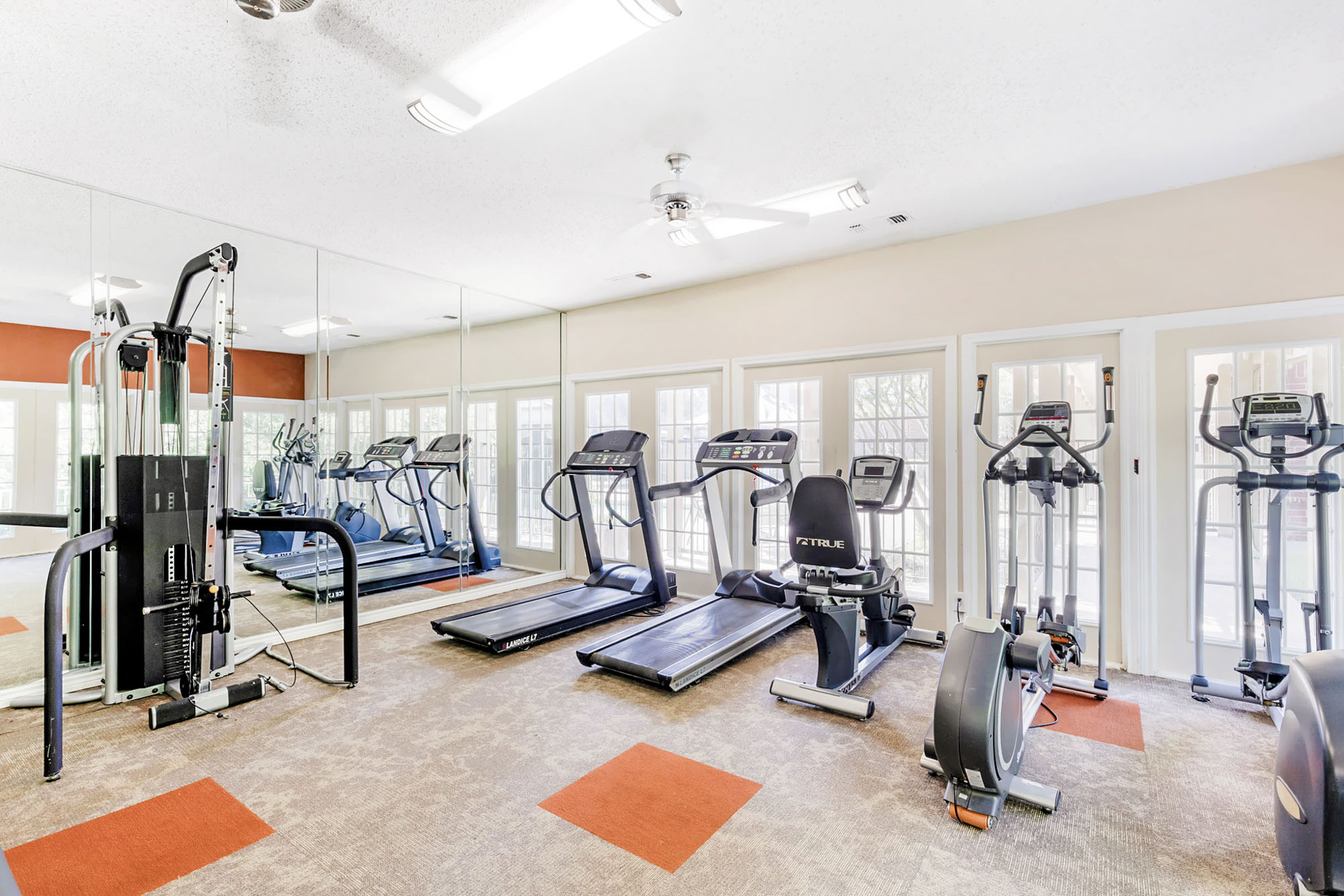 The fitness center at The Gables of McKinney apartments near Dallas, Texas.