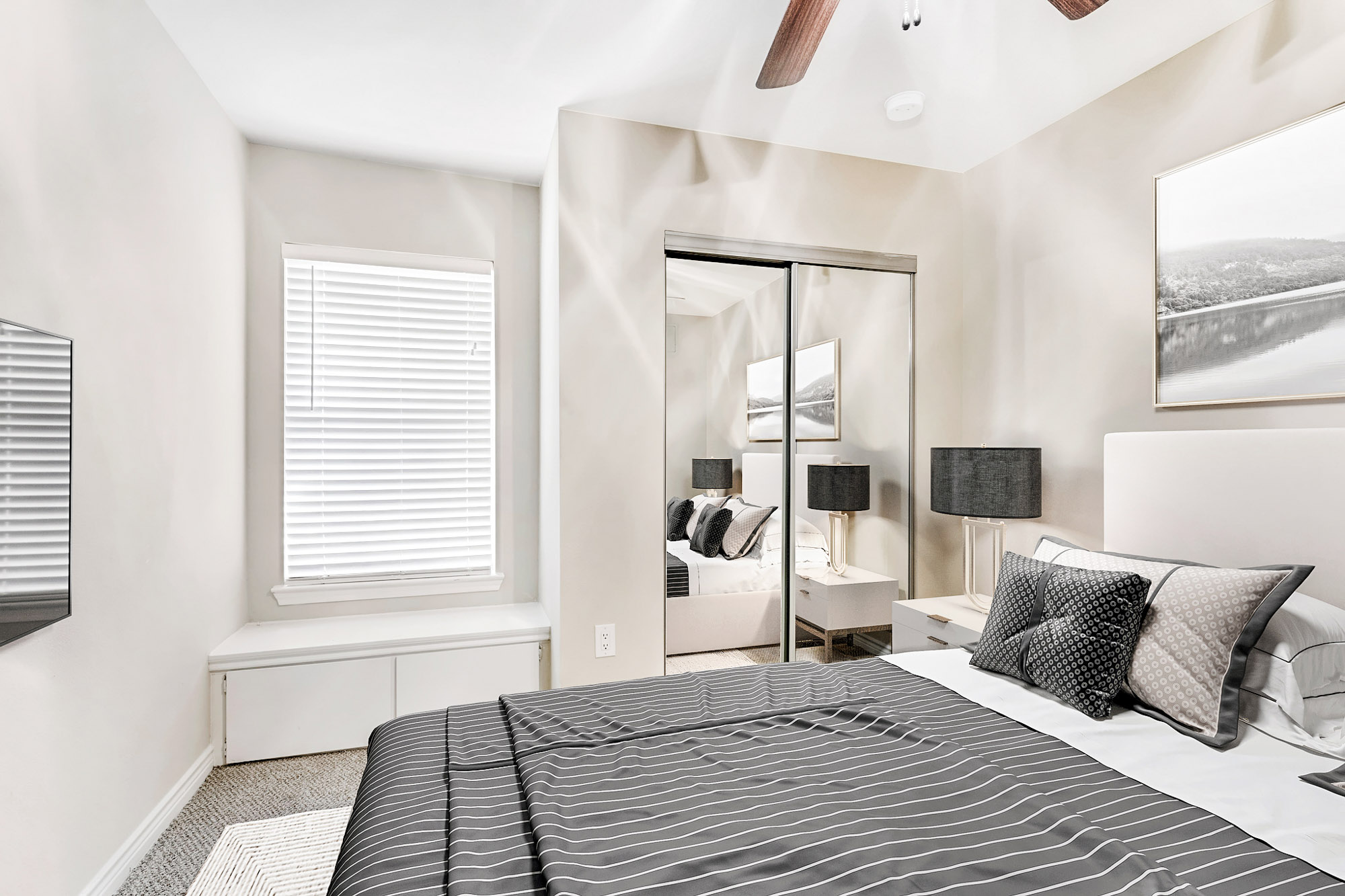 The bedroom in an apartment at The Gables of McKinney in McKinney, TX.