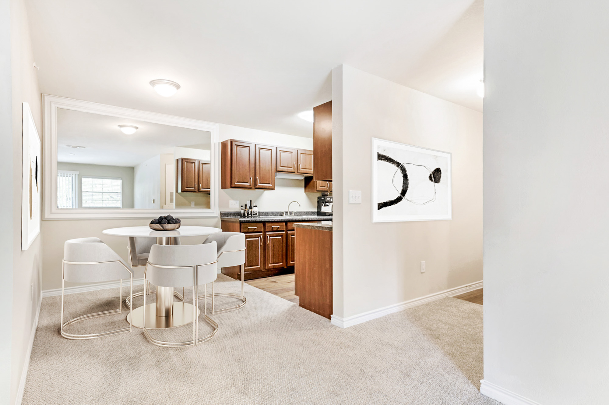 The dining area in an apartment at The Gables of McKinney in McKinney, TX.