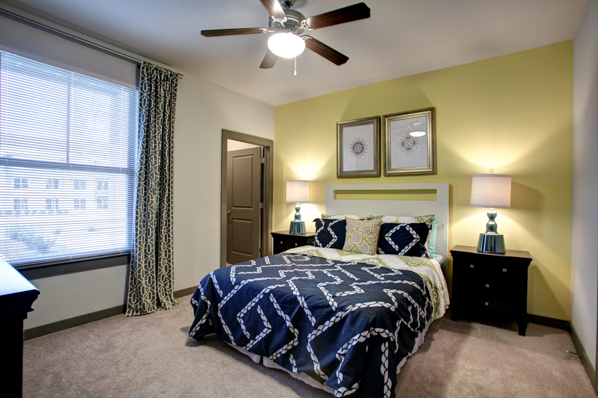 The bedroom of an apartment at Park 9 in Atlanta, GA.