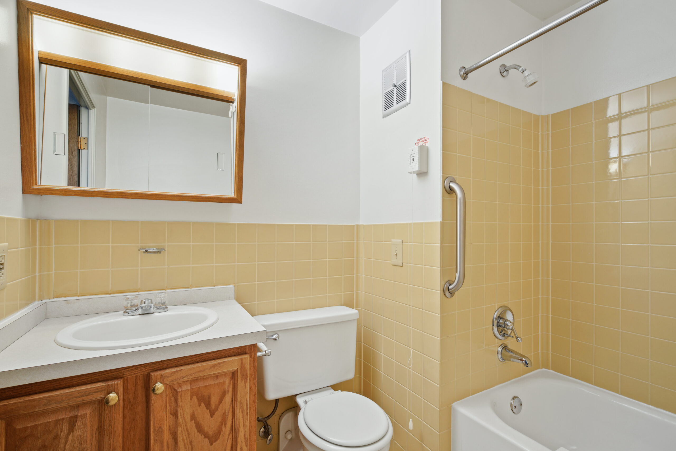 A bathroom at Independence Place apartments in Parma Heights, OH