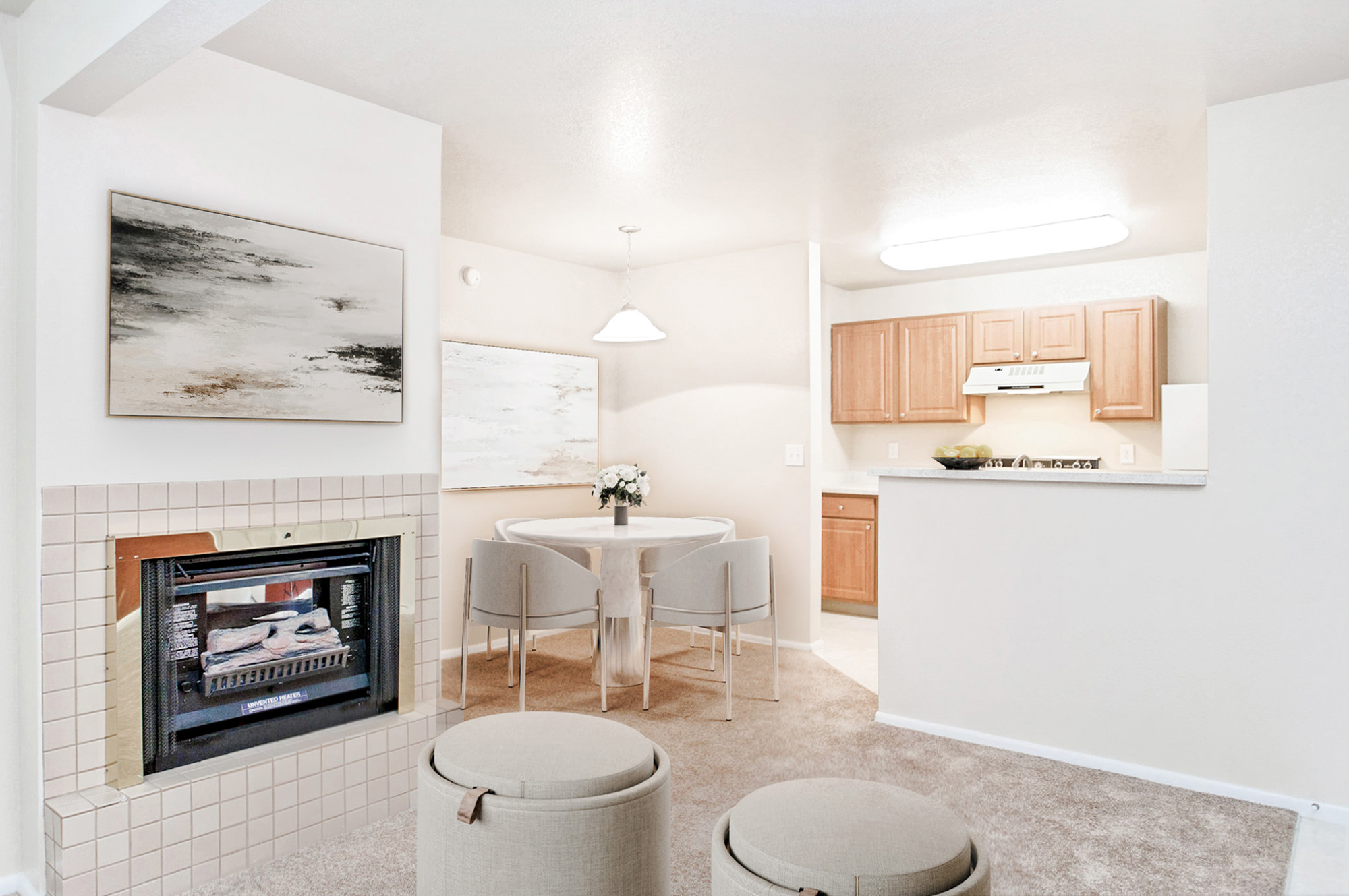 The living area in an apartment at Stillwater near Salt Lake City, Utah.