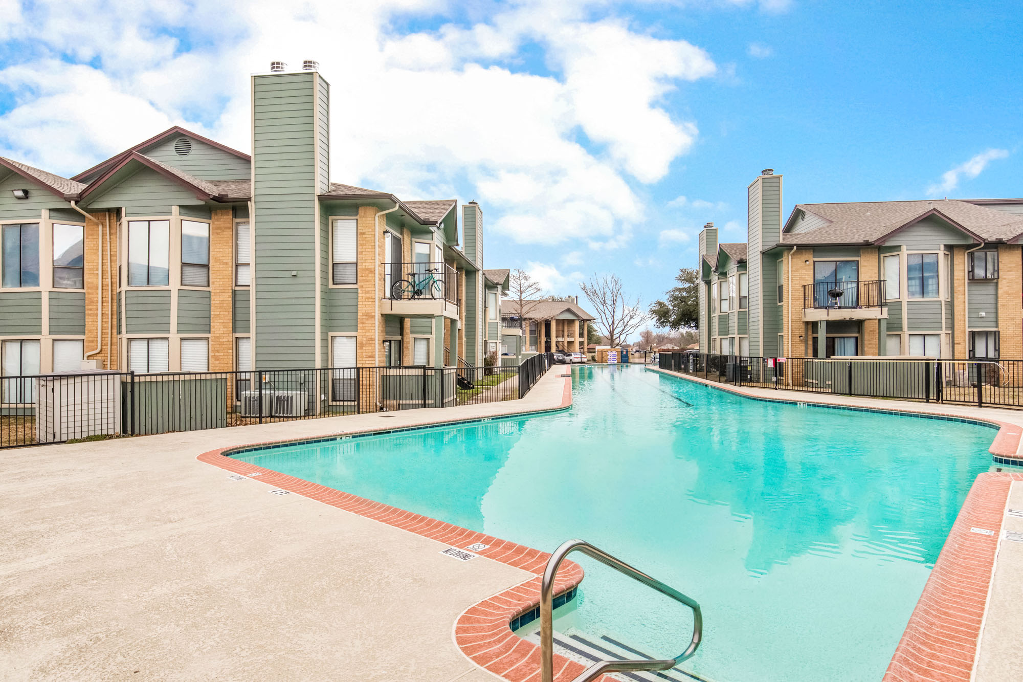 The pool at Lake Village West apartments in Garland, TX.