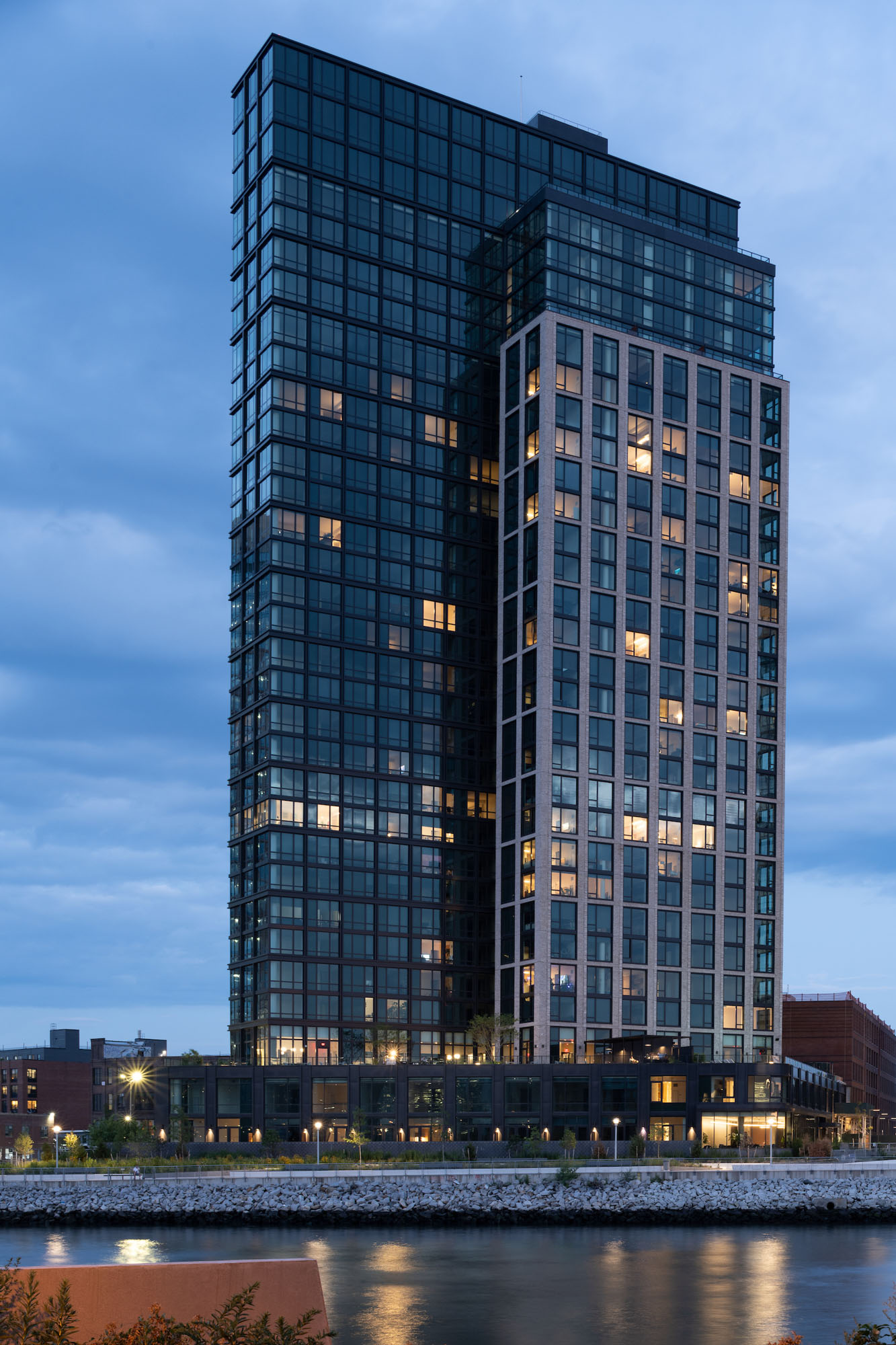 The exterior of The Bellslip apartments in Greenpoint Landing, Brooklyn.