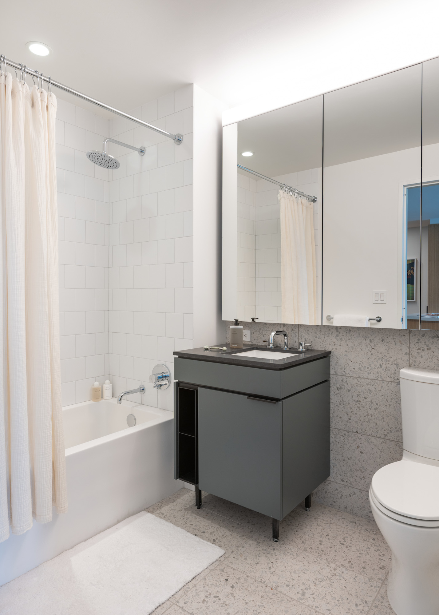 The bathroom in an apartment at The Bellslip in Greenpoint Landing, Brooklyn.