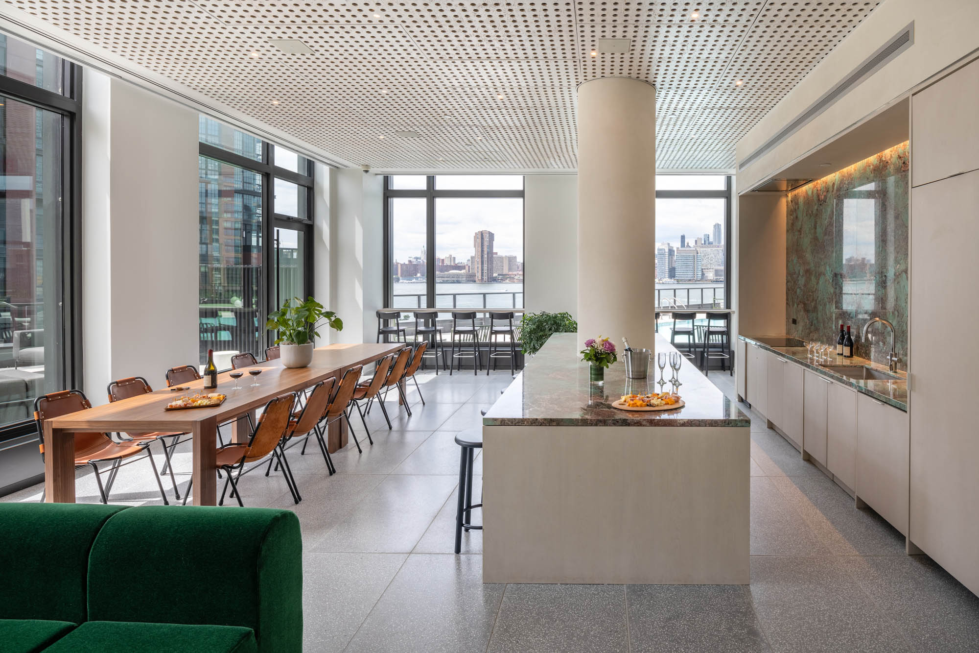 The lounge at The Bellslip apartments in Greenpoint Landing, Brooklyn.