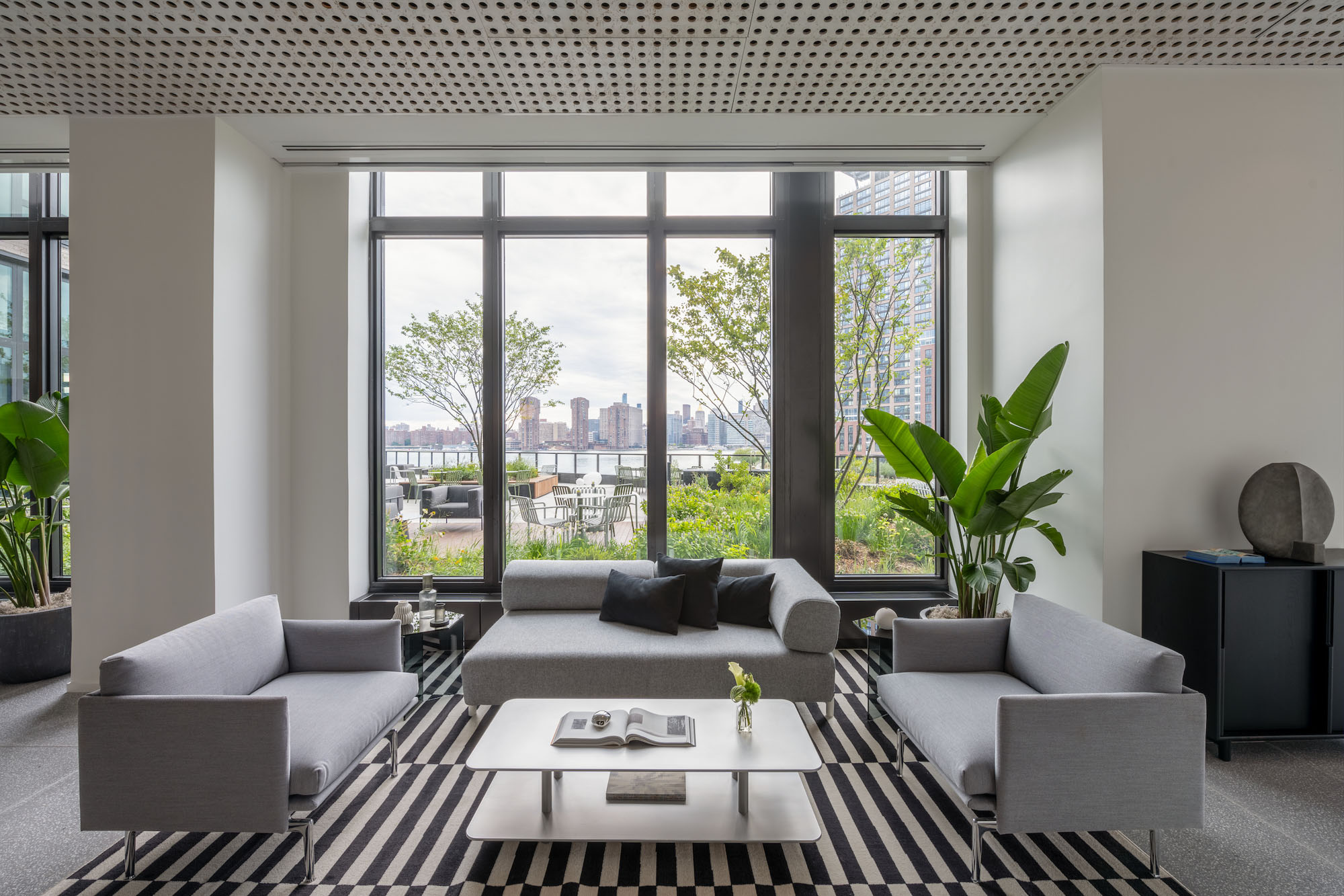 The lounge at The Bellslip apartments in Greenpoint Landing, Brooklyn.