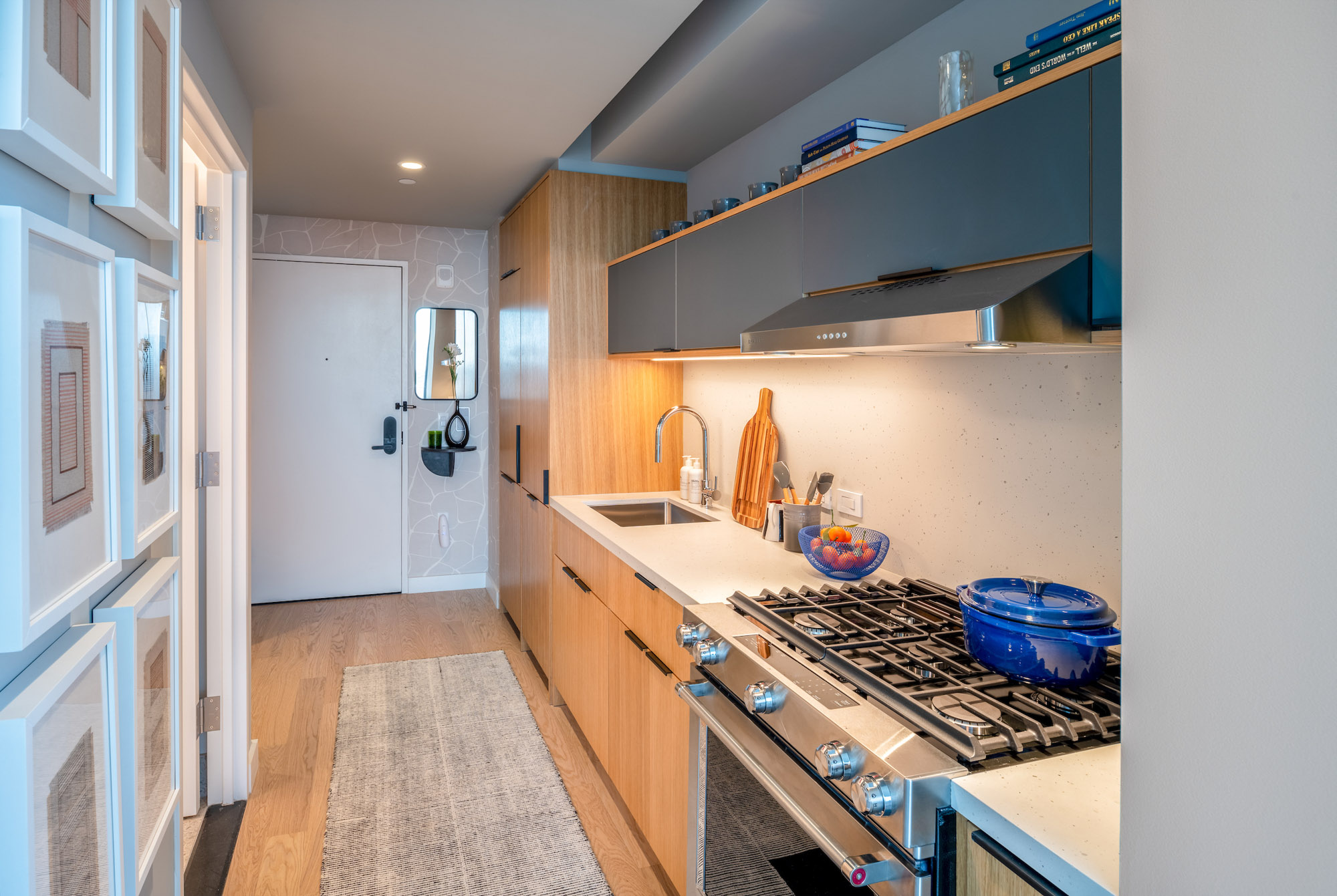 The kitchen in an apartment at The Bellslip in Greenpoint Landing, Brooklyn.